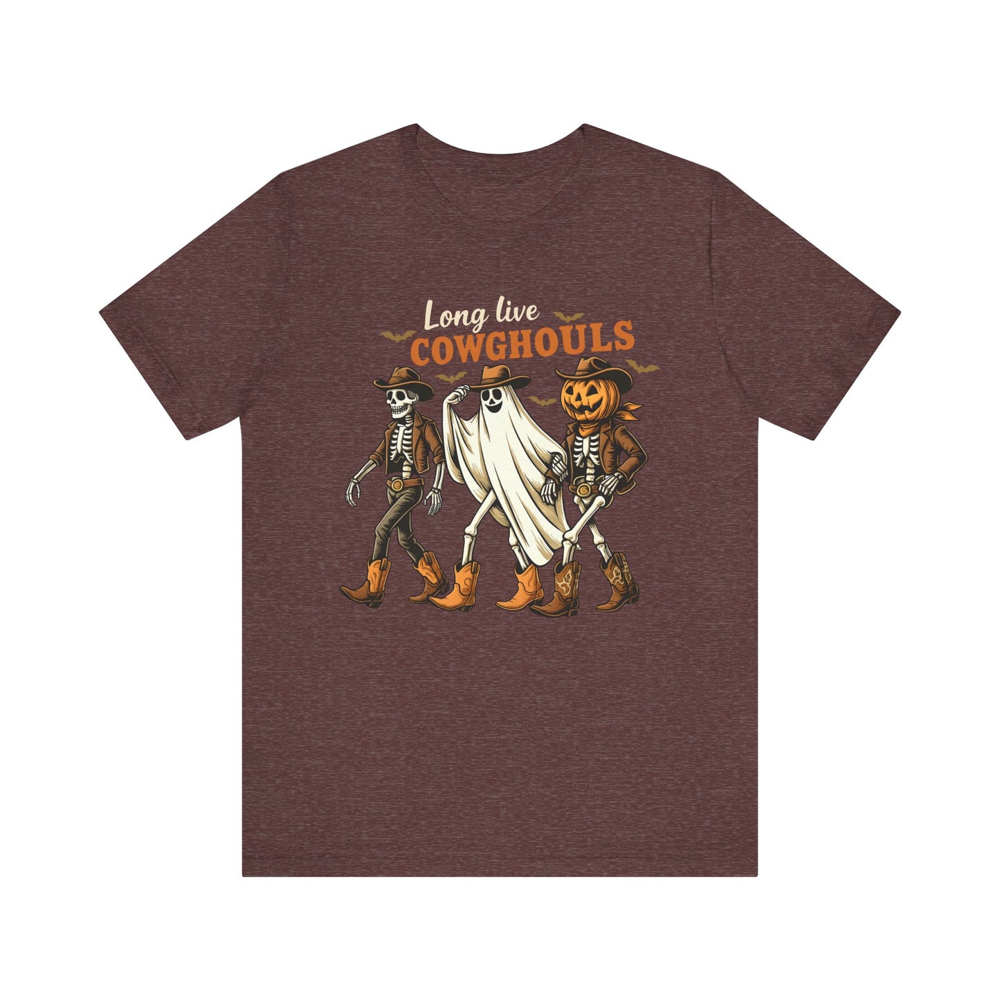 Long Live Cowghouls Shirt Western Halloween Skeleton Ghost Pumpkin Tee, Spooky Cowgirl Fall Outfit