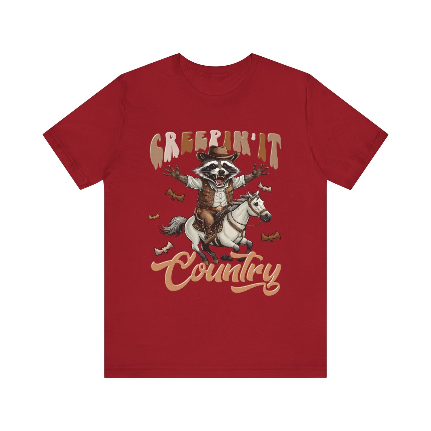 Creepin It Country Creepy Raccoon Halloween Horse Ride Howdy T-Shirt