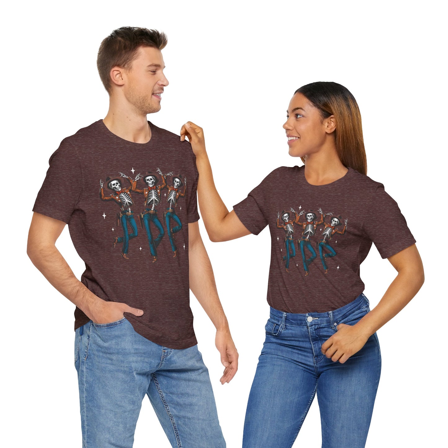 Halloween Western Dancing Skeletons Cowboy Creepy Country T-Shirt