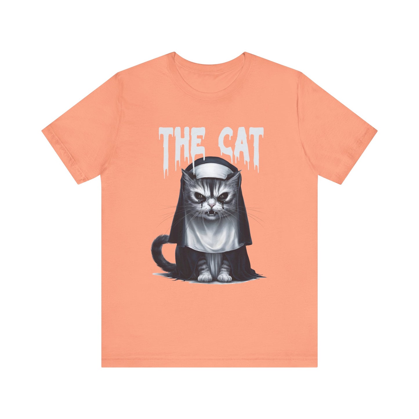 Spooky Cat Nun Halloween Creepy Cat Lovers Spooky Season T-Shirt