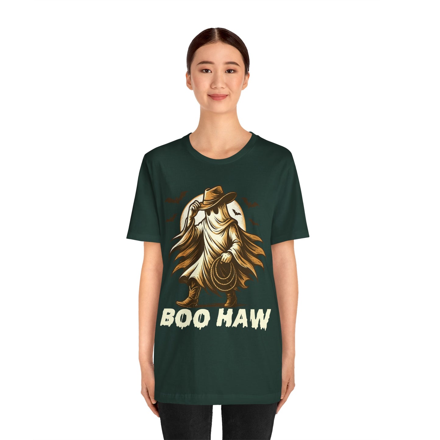 Boo Haw Shirt Ghost Cowboy Western Halloween Tee, Funny Rodeo Spirit Fall Outfit