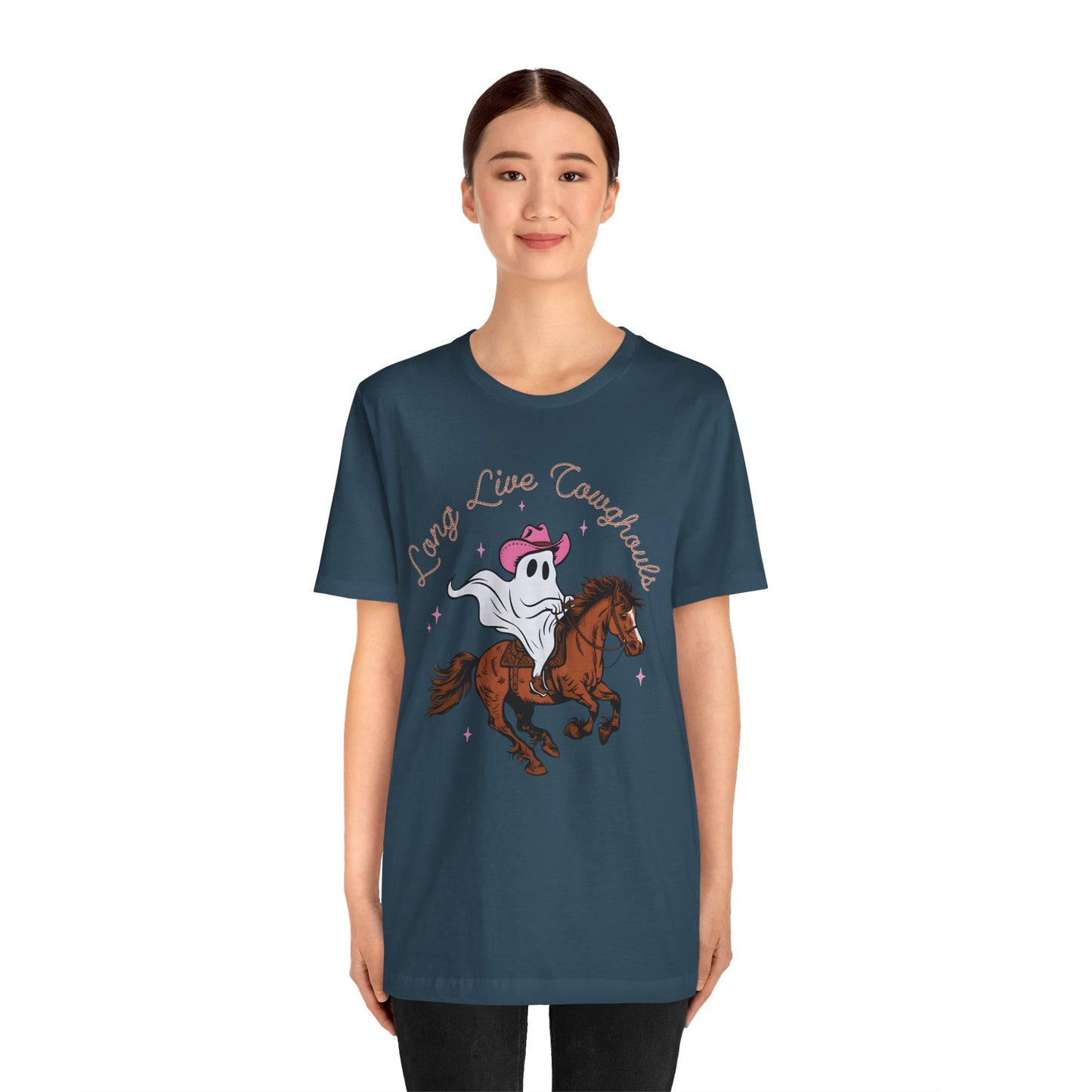 Long Live Cowghouls T-Shirt, Western Ghost Cowgirl Halloween Tee, Spooky Rodeo Shirt