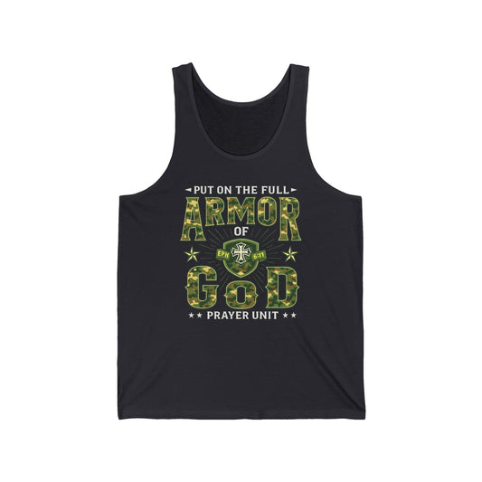 Armor of God Camo Tank – Christian Prayer Warrior Faith Unisex Jersey