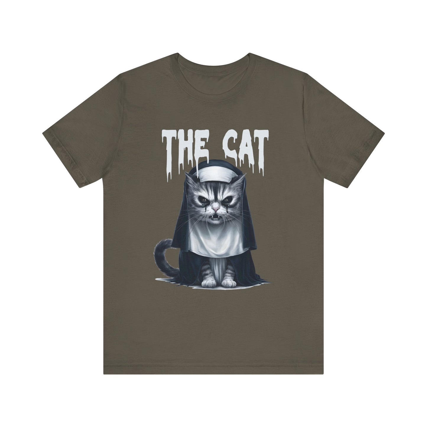 Spooky Cat Nun Halloween Creepy Cat Lovers Spooky Season T-Shirt