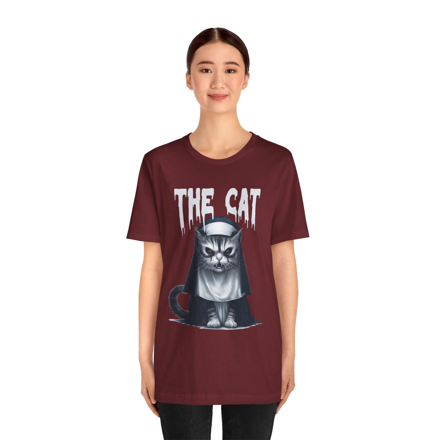 Spooky Cat Nun Halloween Creepy Cat Lovers Spooky Season T-Shirt