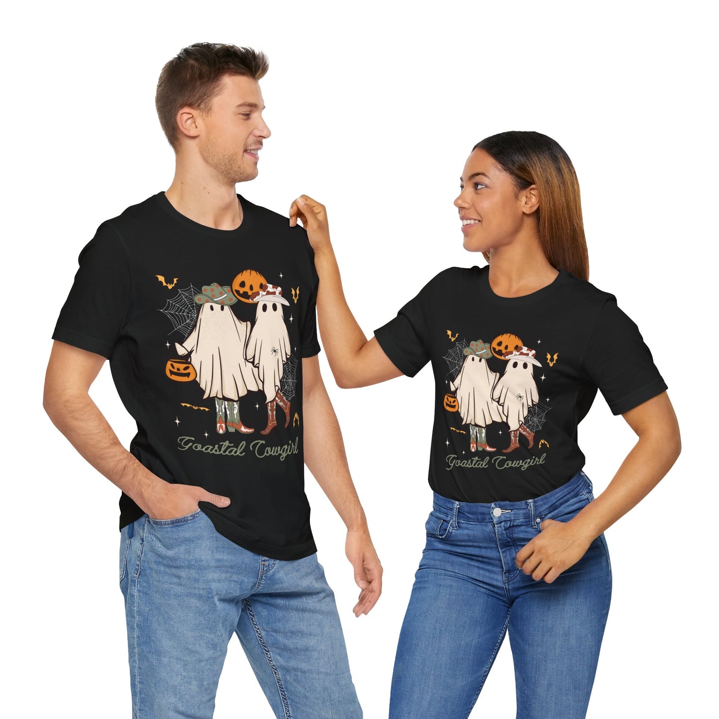 Ghostal Coastal Cowgirl T-Shirt, Western Ghost Halloween Tee, Spooky Cute Rodeo Shirt