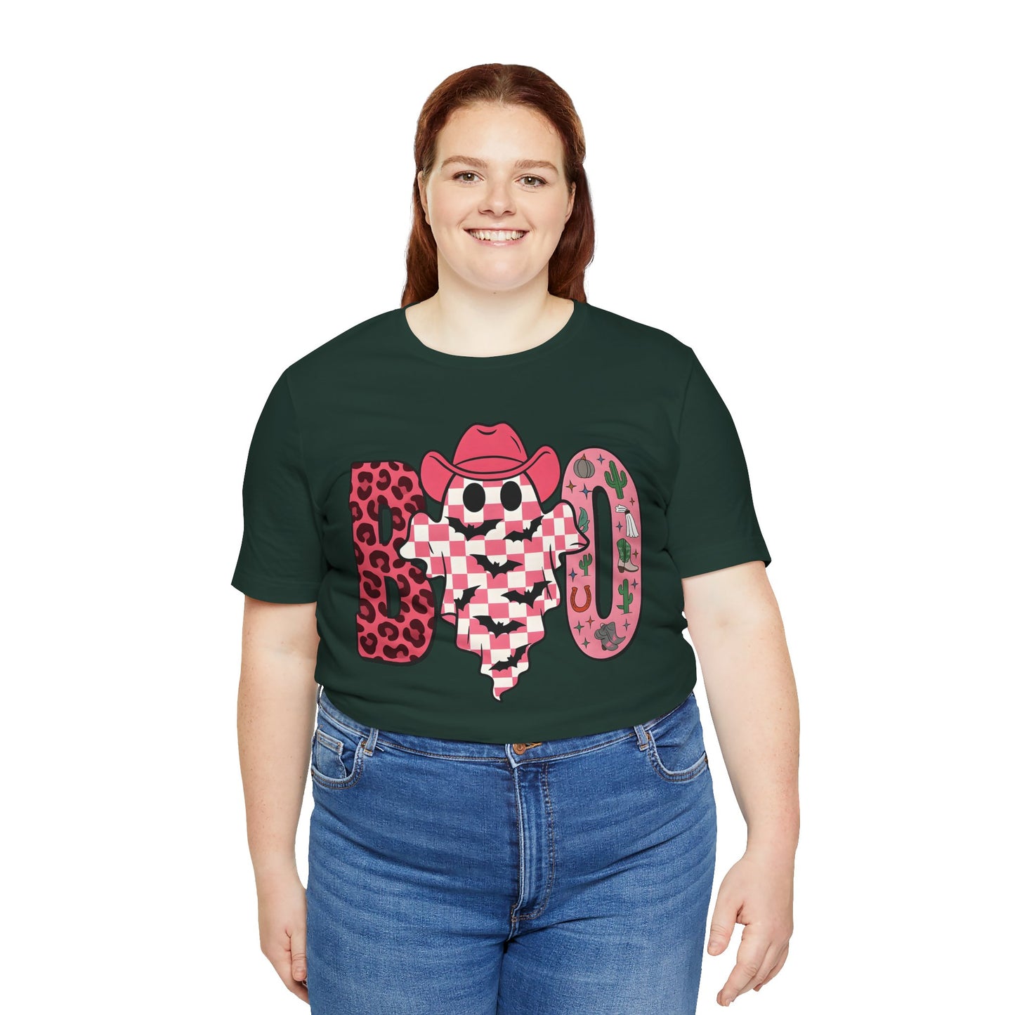 Pink BOO Shirt – Western Ghost Cowgirl Hat Halloween Tee