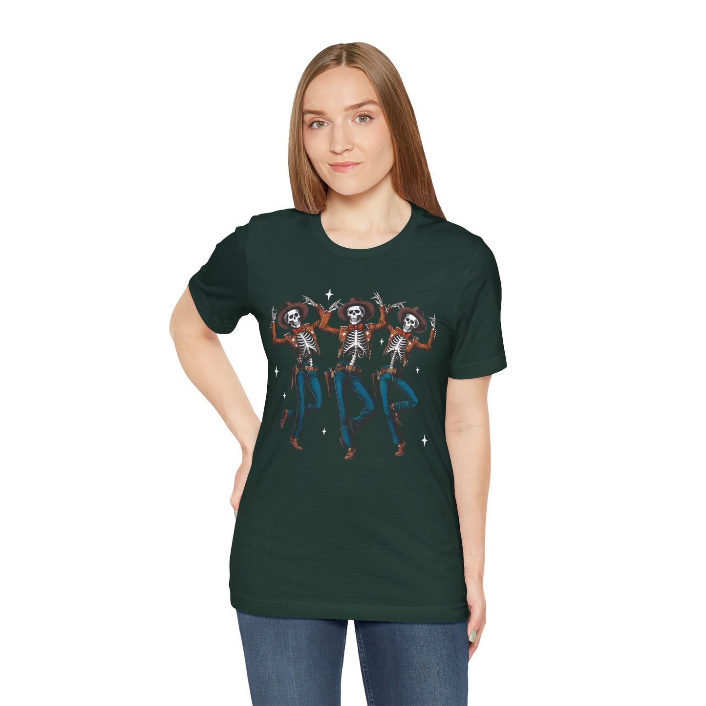 Halloween Western Dancing Skeletons Cowboy Creepy Country T-Shirt