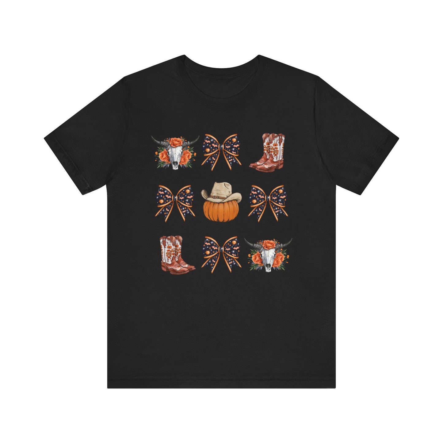 Western Halloween Cowgirl Shirt Boots & Pumpkin Skull Rodeo Tee