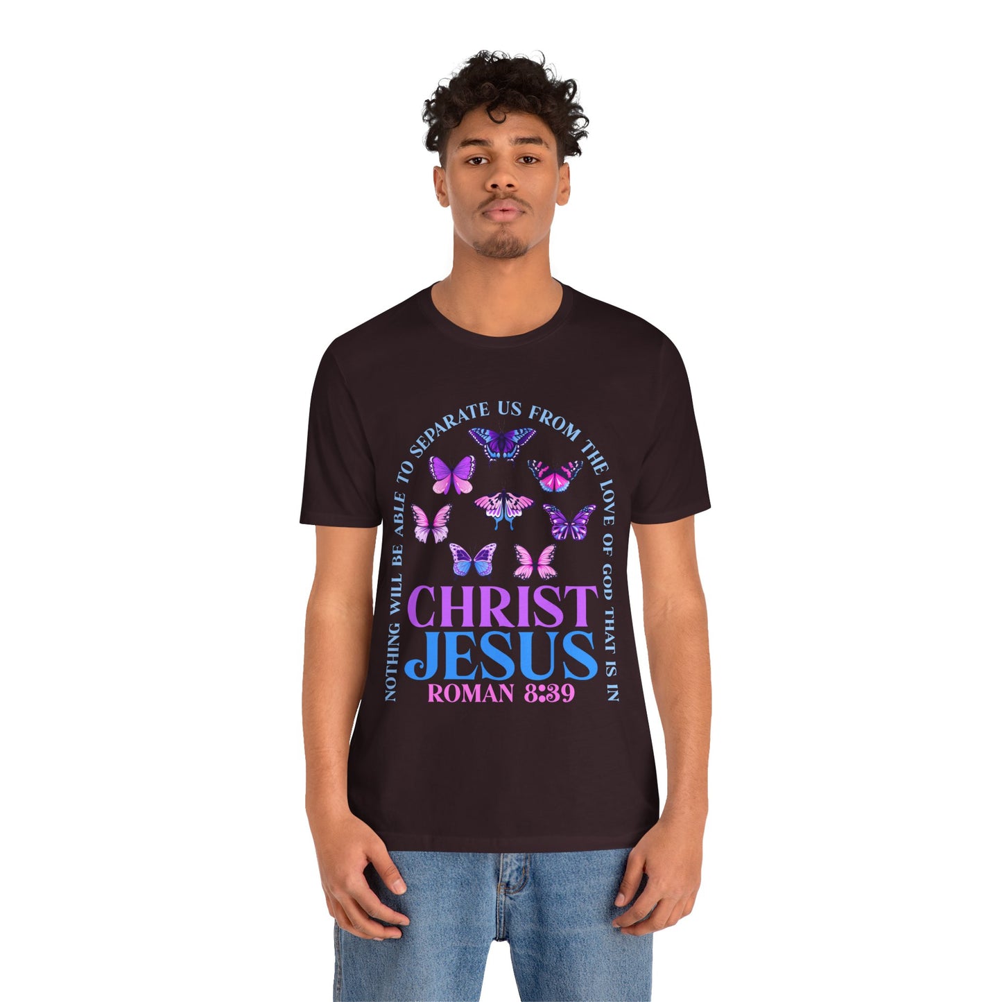 The Love of God in Christ Jesus Shirt – Boho Butterfly Romans 8:39 Faith Tee