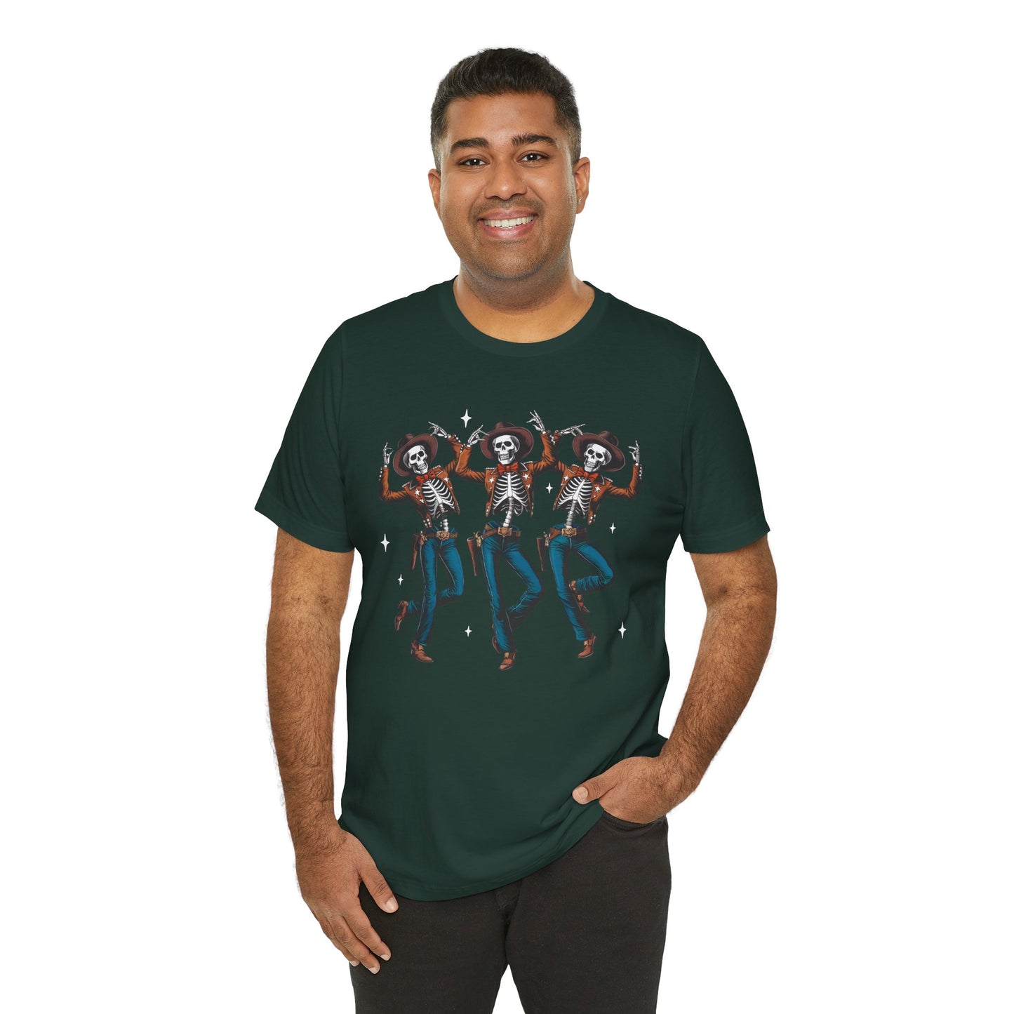 Halloween Western Dancing Skeletons Cowboy Creepy Country T-Shirt