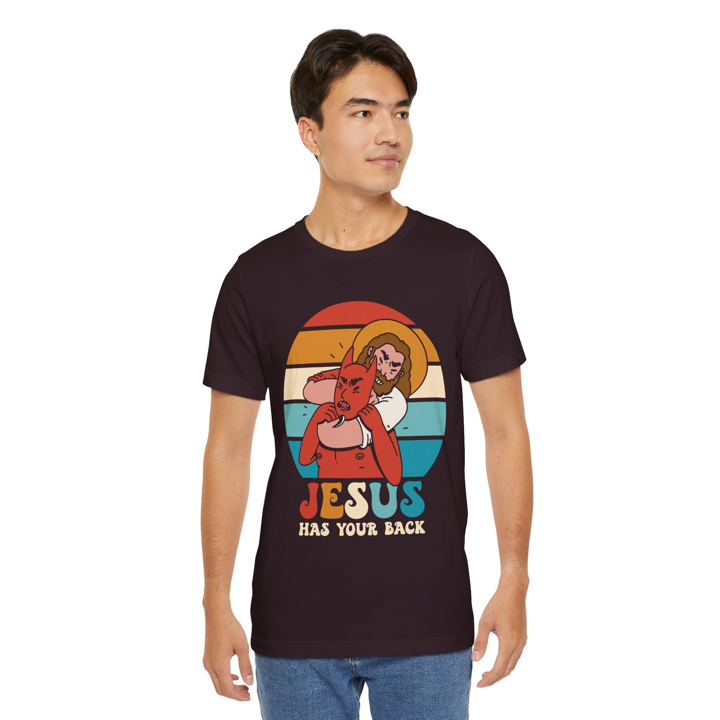 Hey Devil Jesus Has Your Back T-Shirt, Funny Christian Retro Halloween Tee