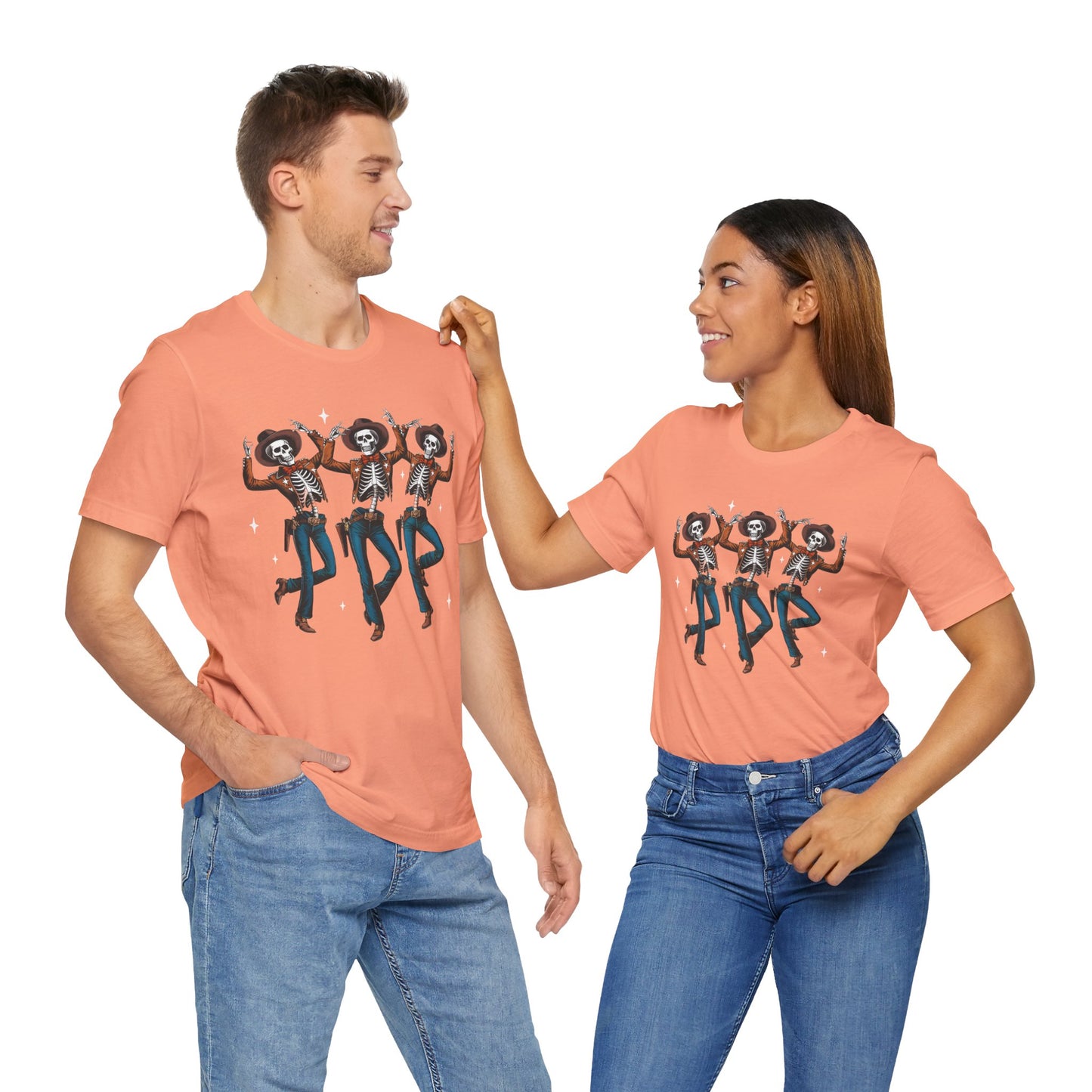 Halloween Western Dancing Skeletons Cowboy Creepy Country T-Shirt