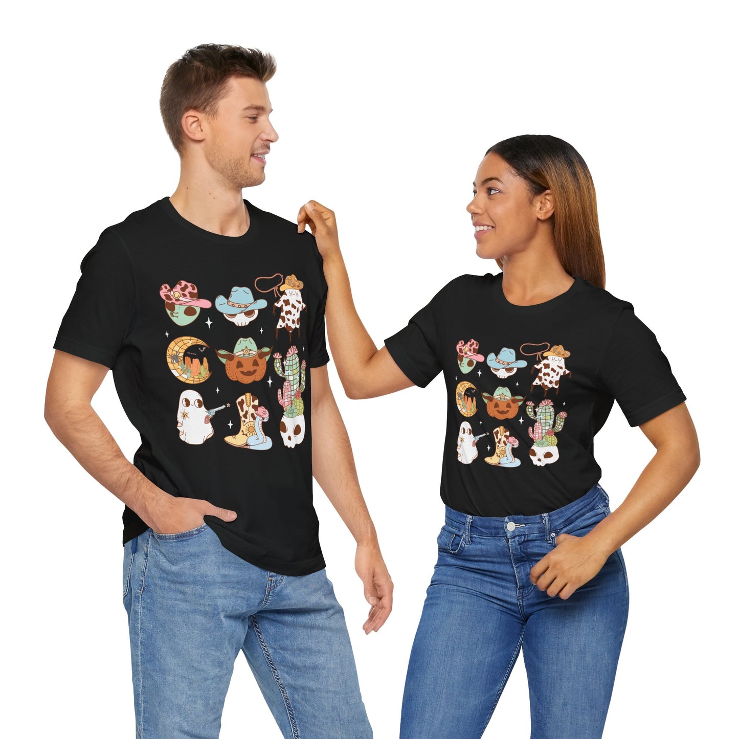 Western Halloween Cowboy Alien Rodeo Skull Spooky Ghost Kids T-Shirt