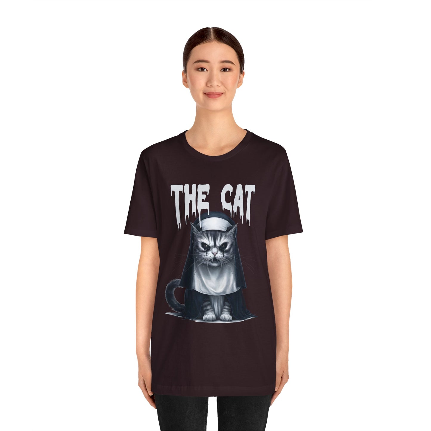 Spooky Cat Nun Halloween Creepy Cat Lovers Spooky Season T-Shirt
