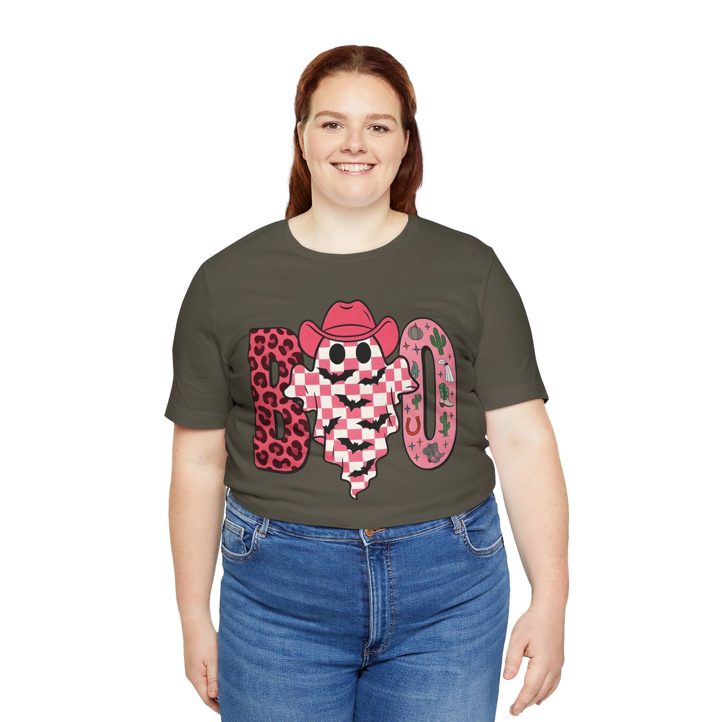 Pink BOO Shirt – Western Ghost Cowgirl Hat Halloween Tee