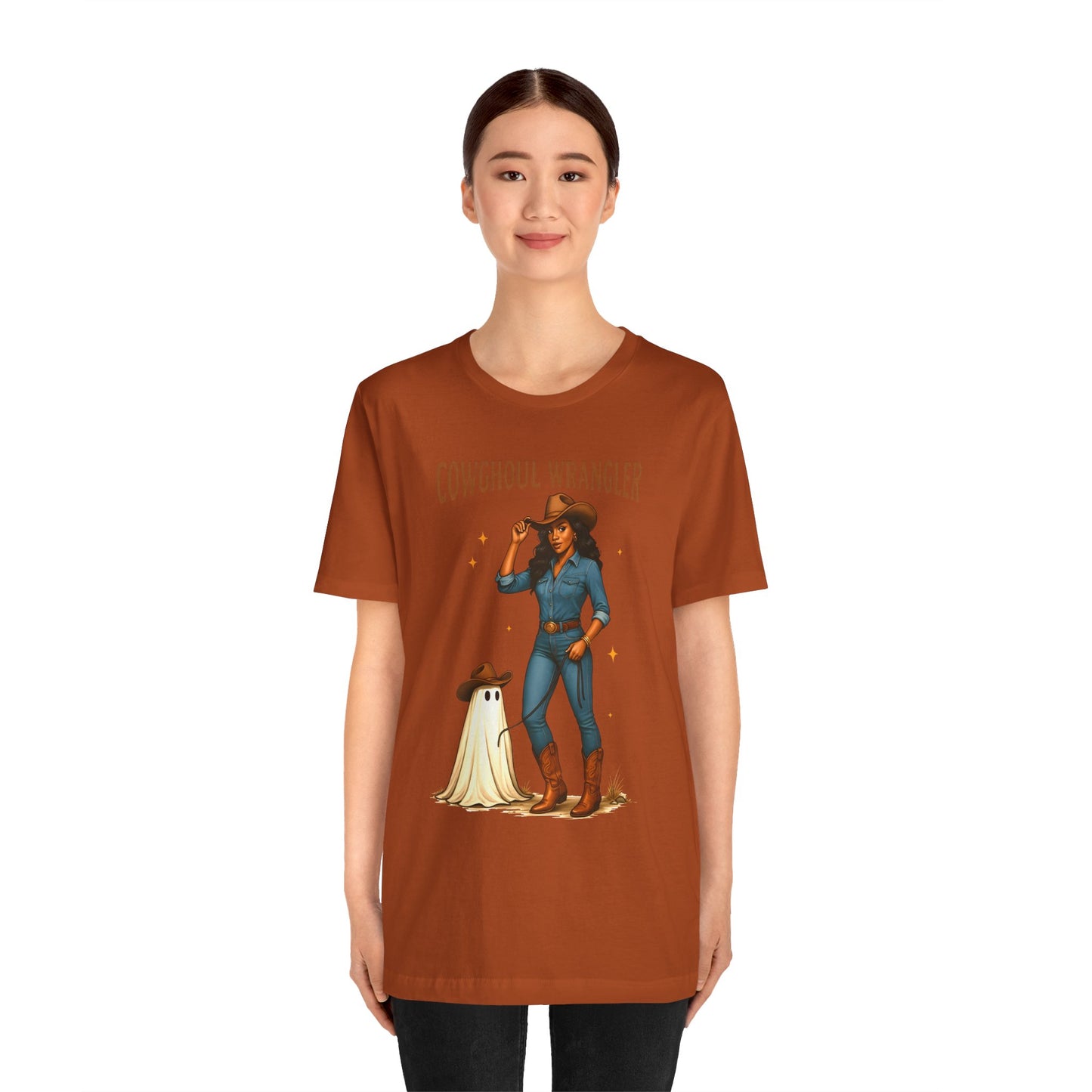 Cowghoul Wrangler Shirt Western Cowgirl Cowboy Ghost Halloween Tee, Spooky Rodeo Fall Outfit