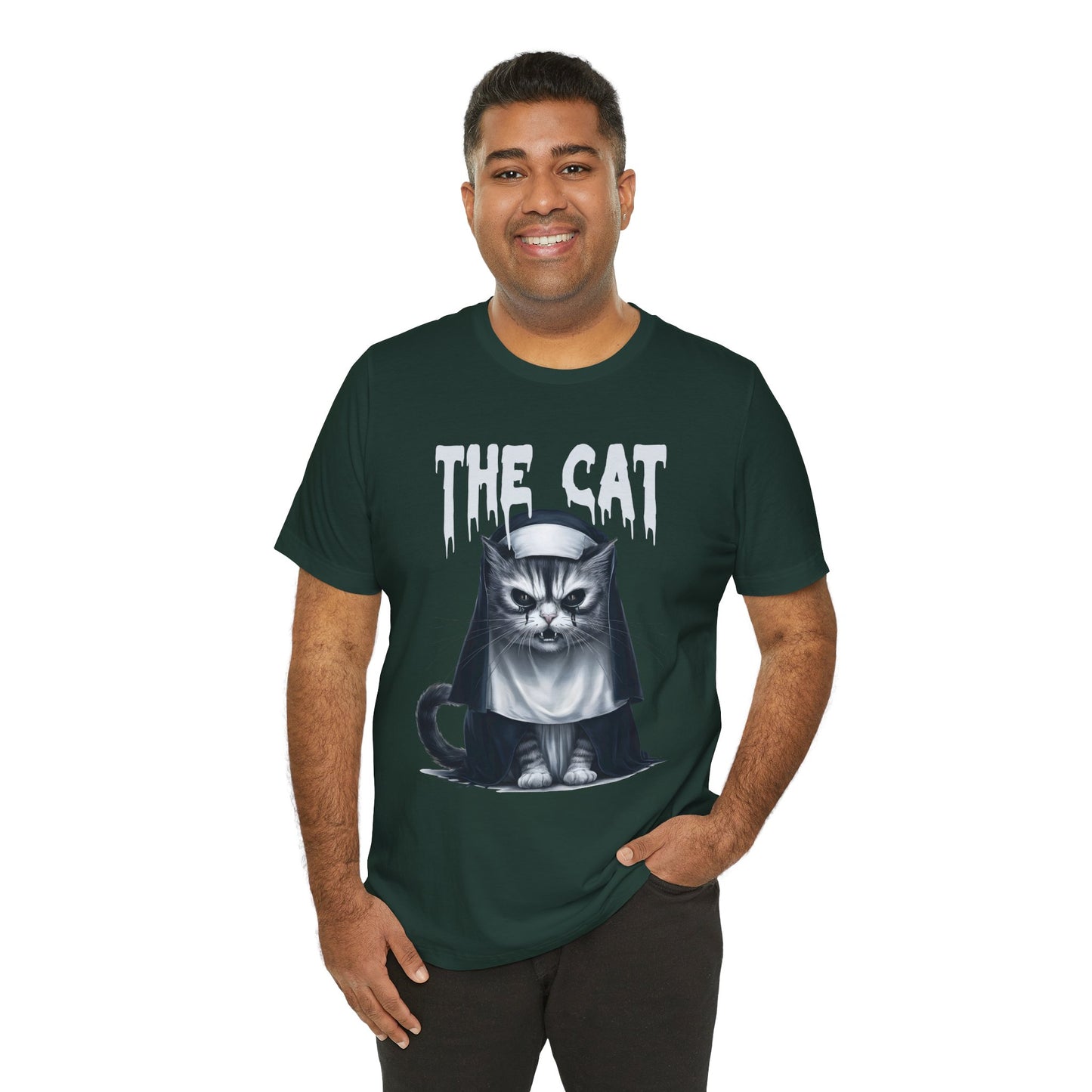 Spooky Cat Nun Halloween Creepy Cat Lovers Spooky Season T-Shirt