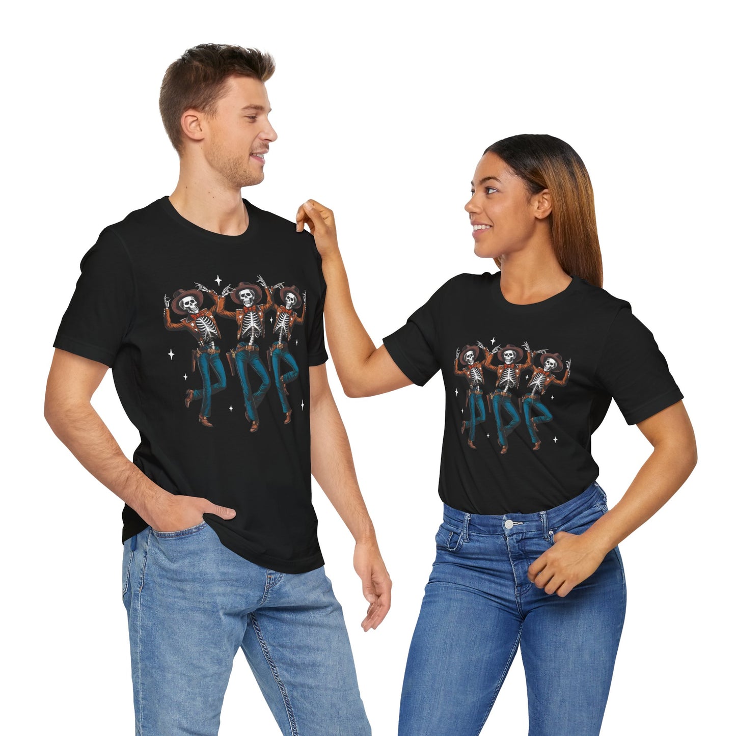 Halloween Western Dancing Skeletons Cowboy Creepy Country T-Shirt