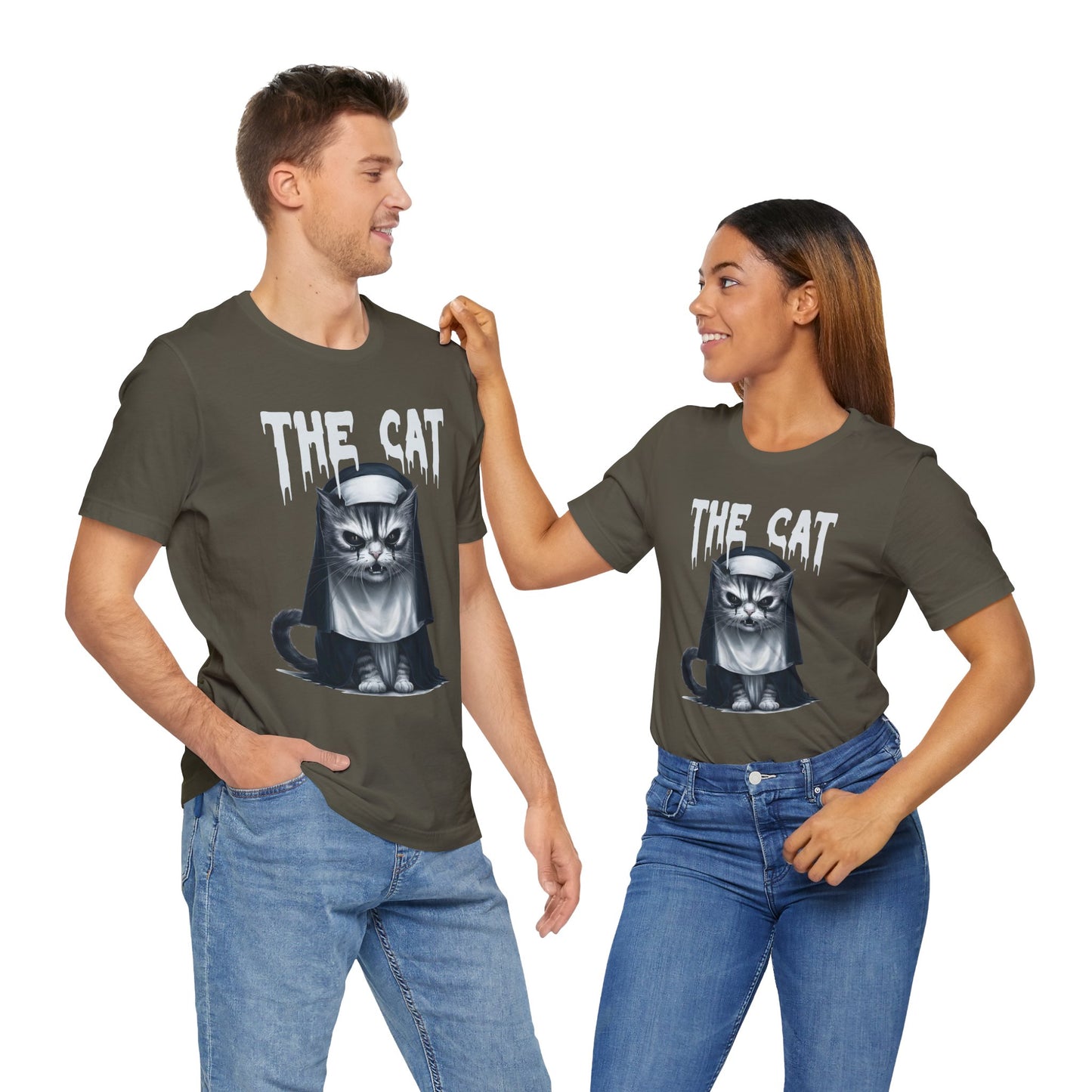 Spooky Cat Nun Halloween Creepy Cat Lovers Spooky Season T-Shirt