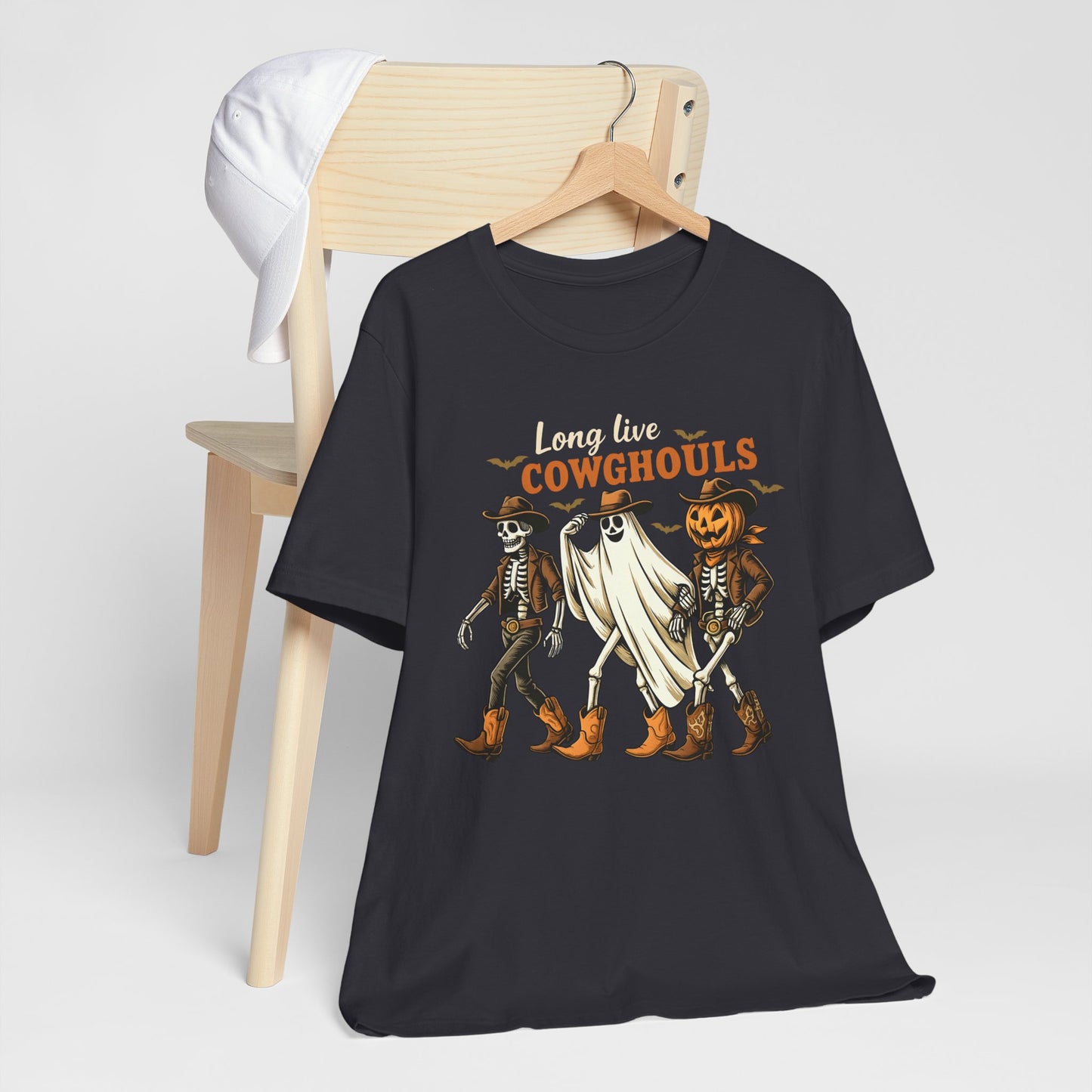 Long Live Cowghouls Shirt Western Halloween Skeleton Ghost Pumpkin Tee, Spooky Cowgirl Fall Outfit