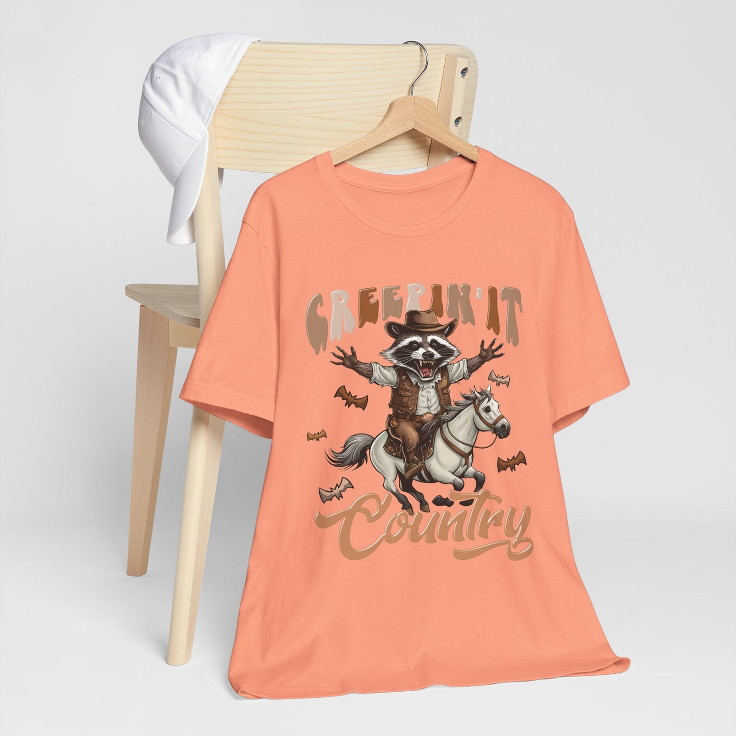 Creepin It Country Creepy Raccoon Halloween Horse Ride Howdy T-Shirt
