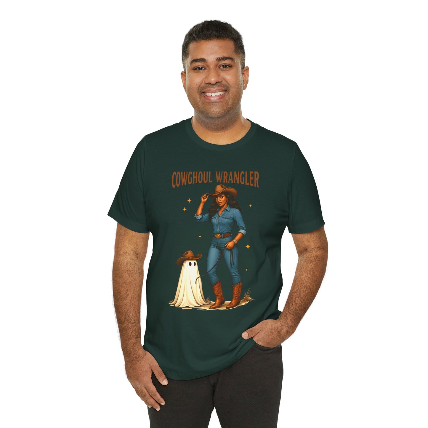 Cowghoul Wrangler Shirt Western Cowgirl Cowboy Ghost Halloween Tee, Spooky Rodeo Fall Outfit