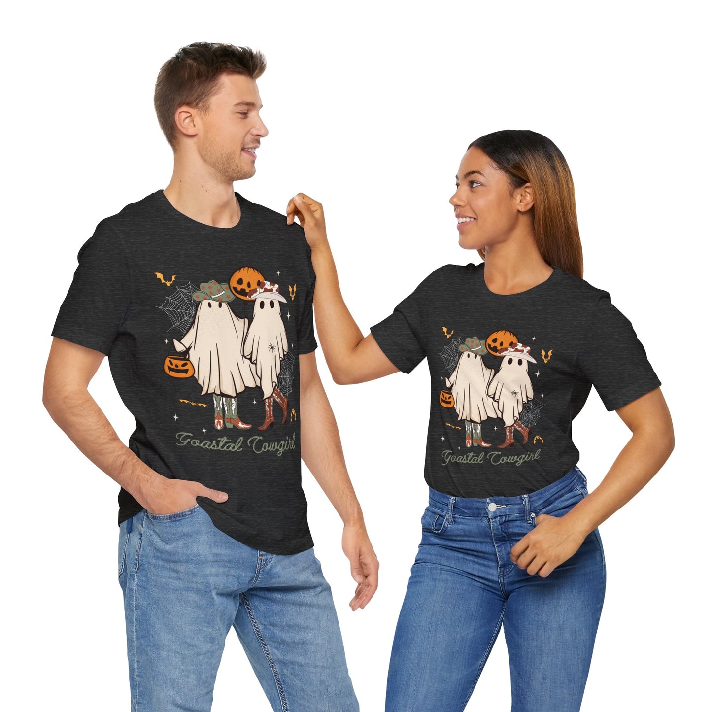 Ghostal Coastal Cowgirl T-Shirt, Western Ghost Halloween Tee, Spooky Cute Rodeo Shirt