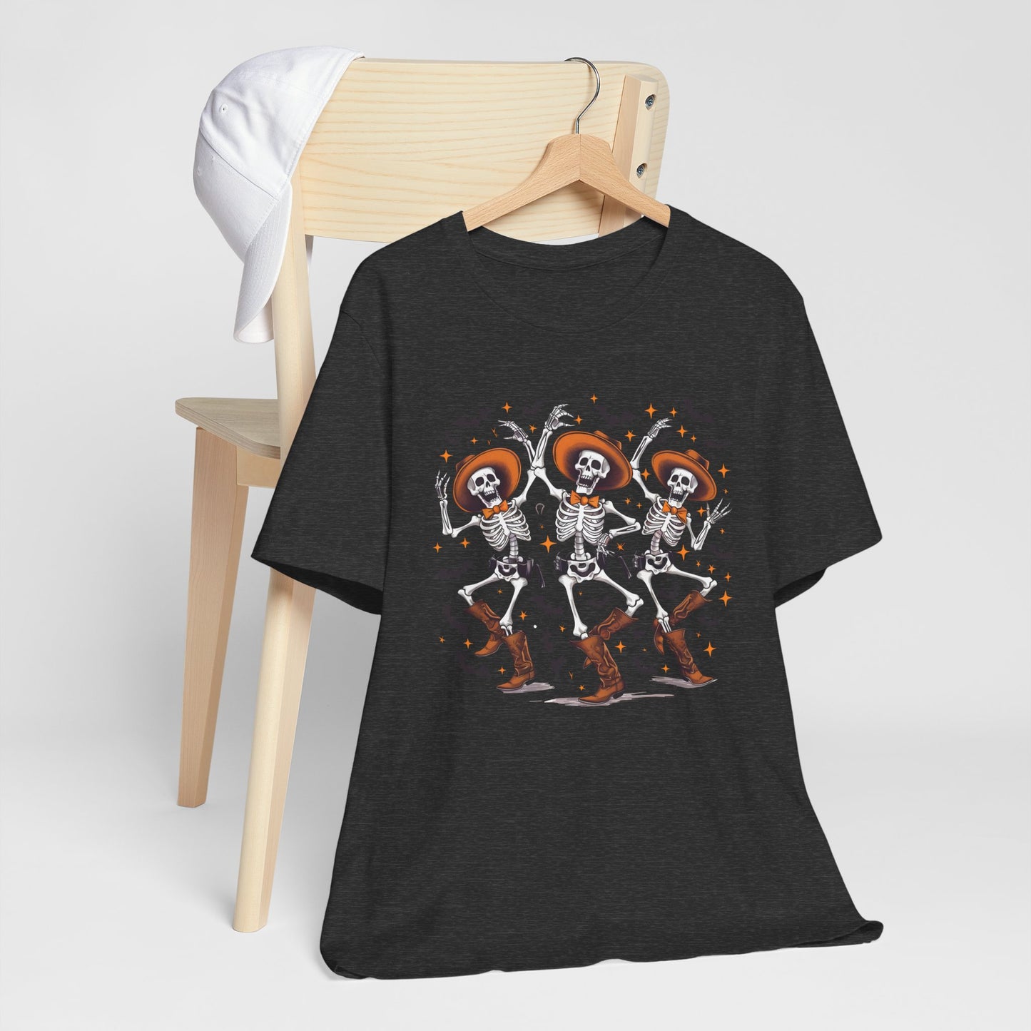 Dancing Skeleton Cowboy Western Rodeo Halloween Spooky Vibes T-Shirt