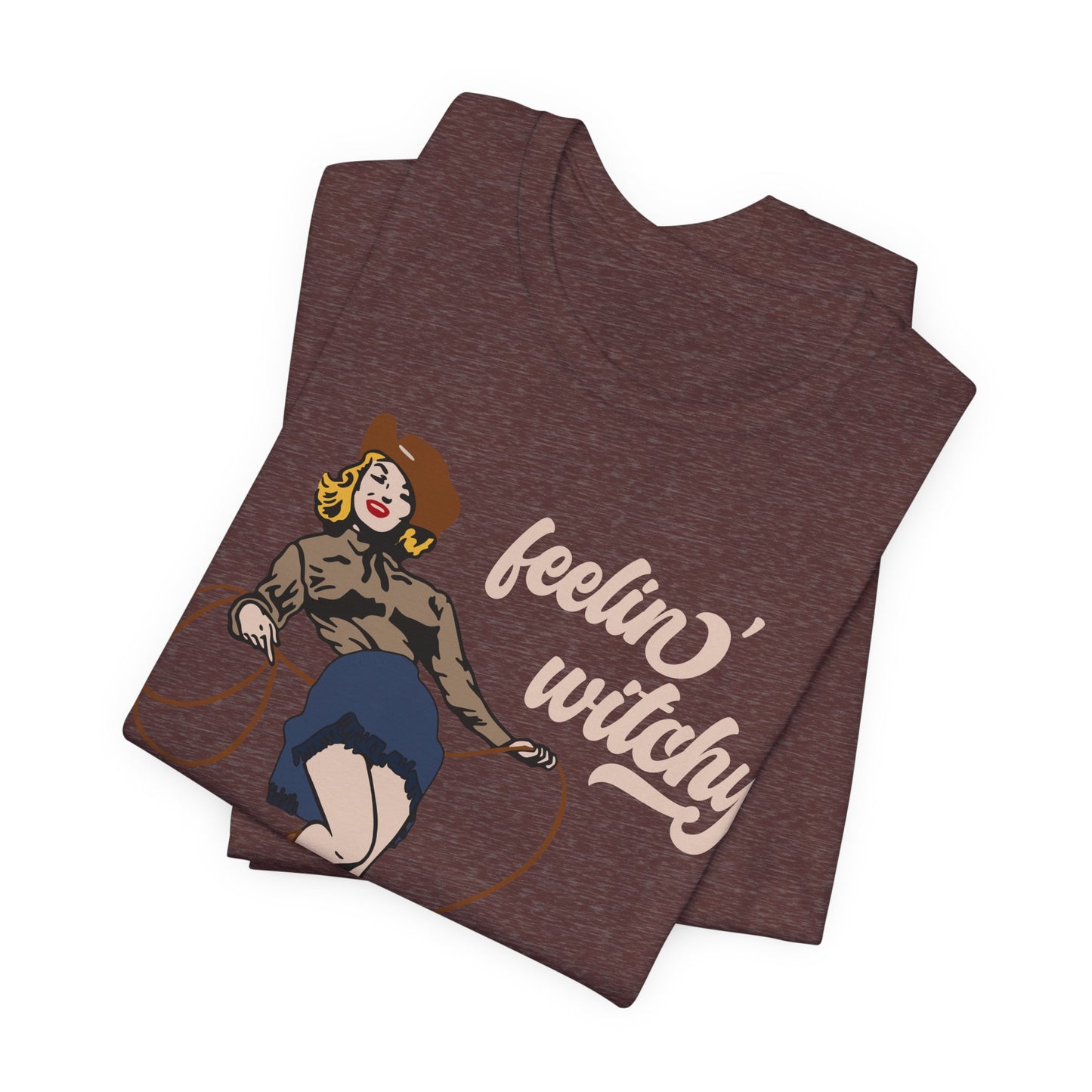 Feeling Witchy Shirt – Vintage Pin-Up Girl & Black Cat Halloween Tee