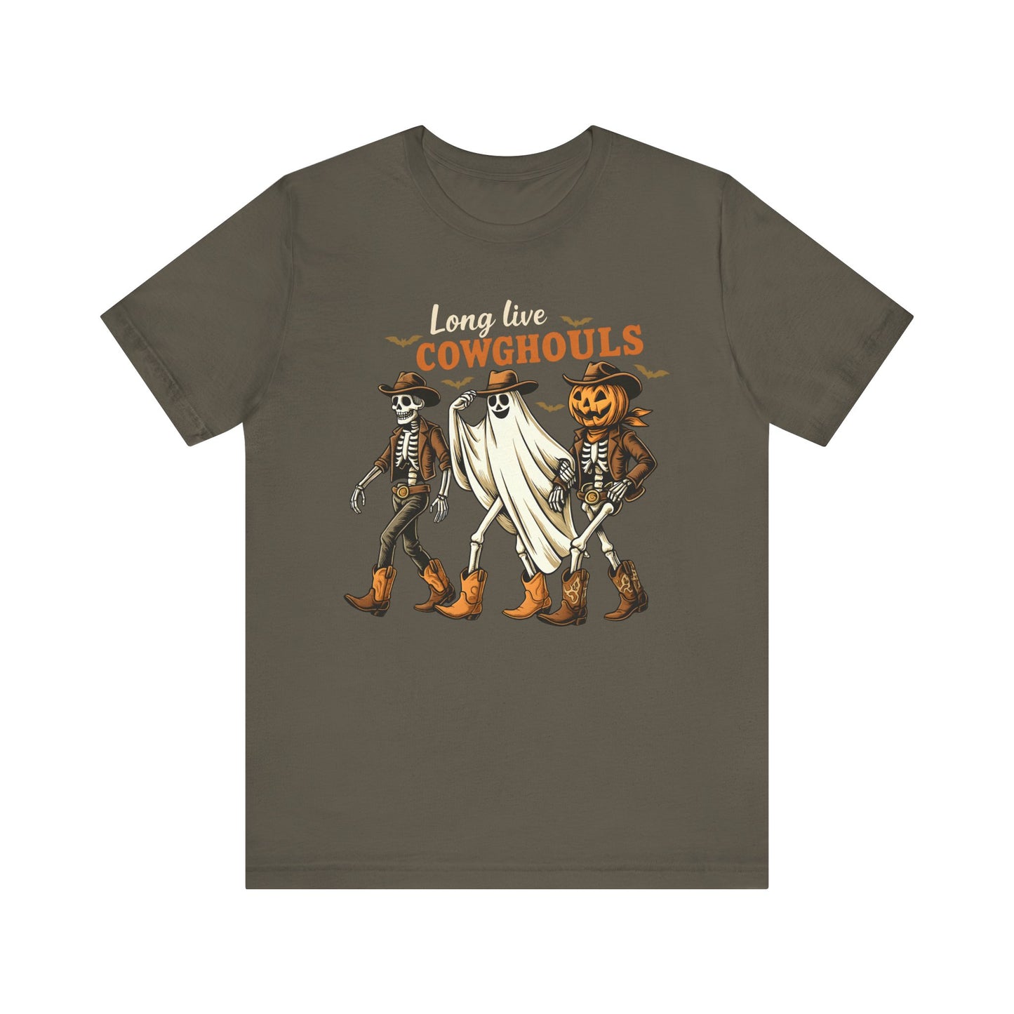 Long Live Cowghouls Shirt Western Halloween Skeleton Ghost Pumpkin Tee, Spooky Cowgirl Fall Outfit
