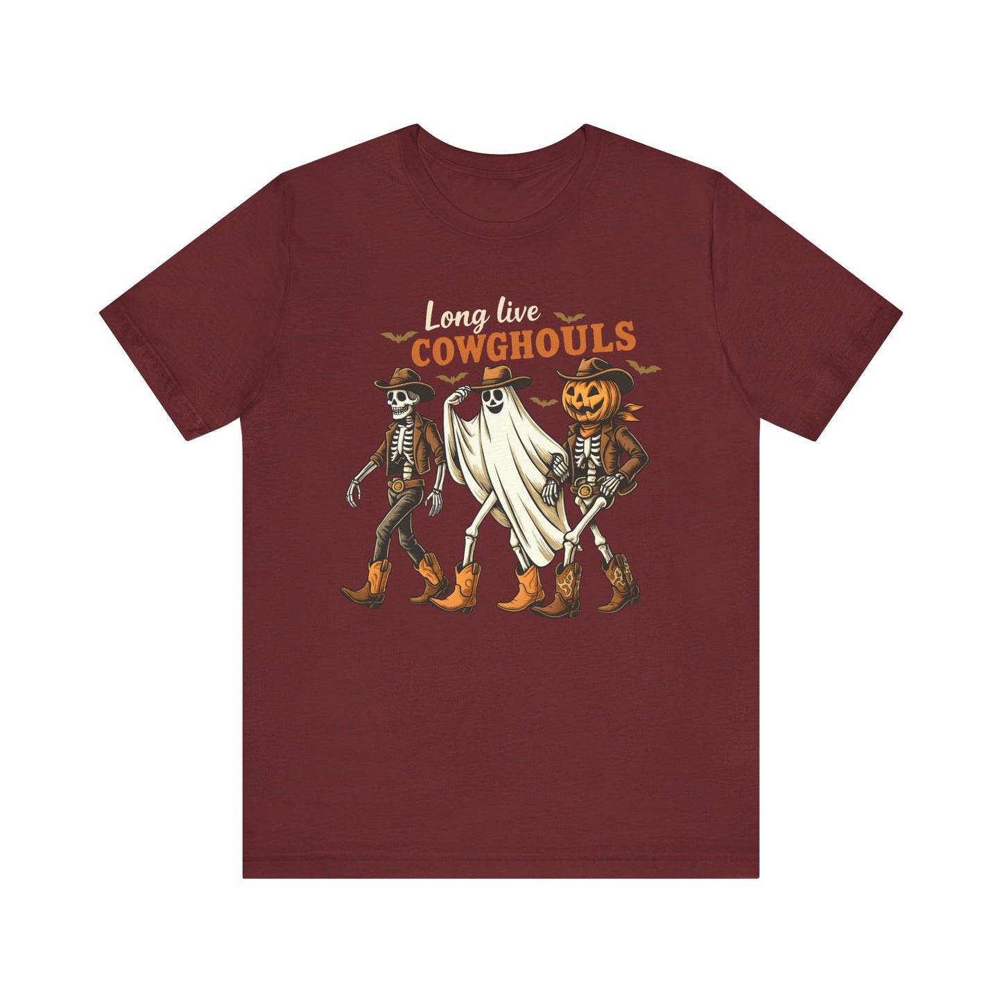 Long Live Cowghouls Shirt Western Halloween Skeleton Ghost Pumpkin Tee, Spooky Cowgirl Fall Outfit