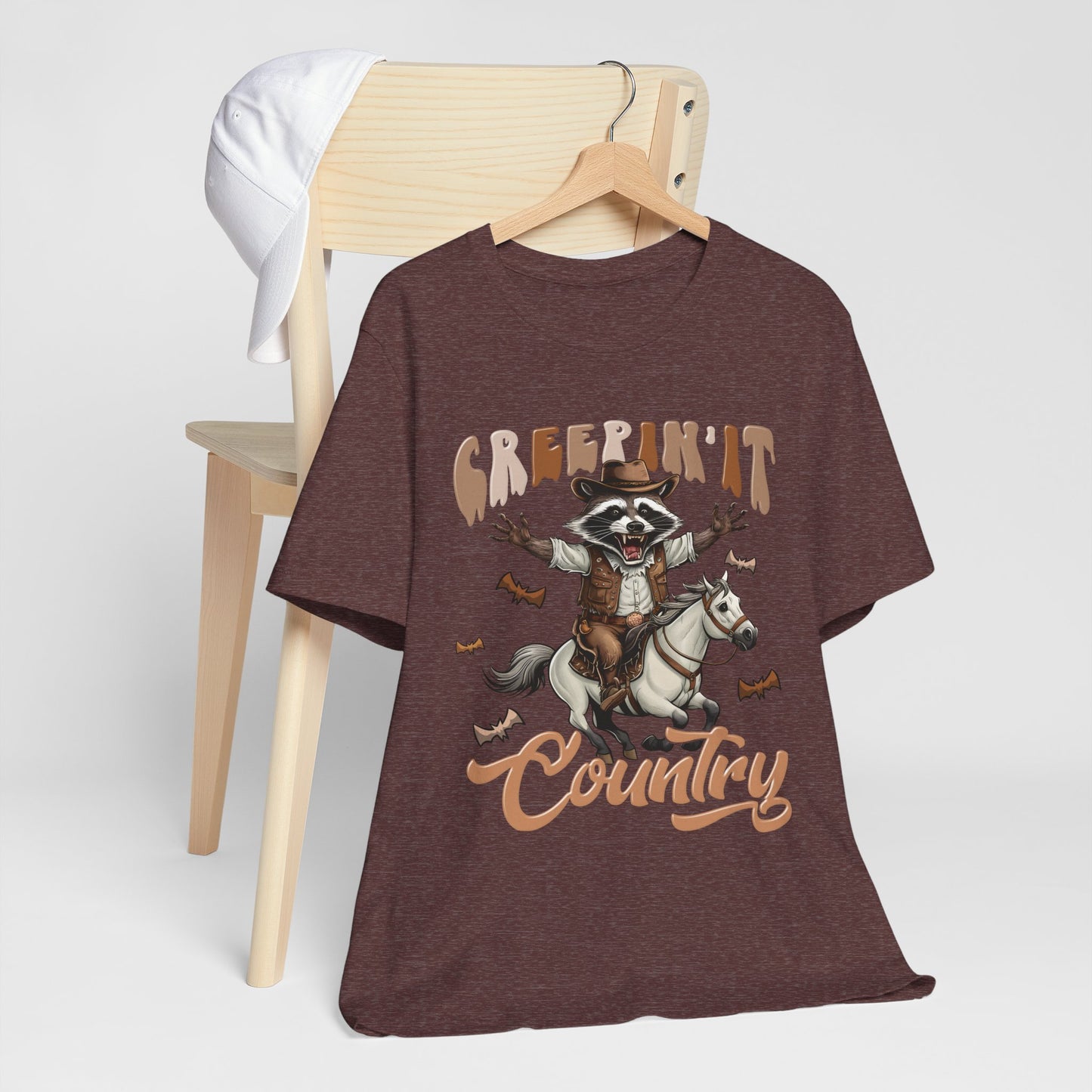 Creepin It Country Creepy Raccoon Halloween Horse Ride Howdy T-Shirt