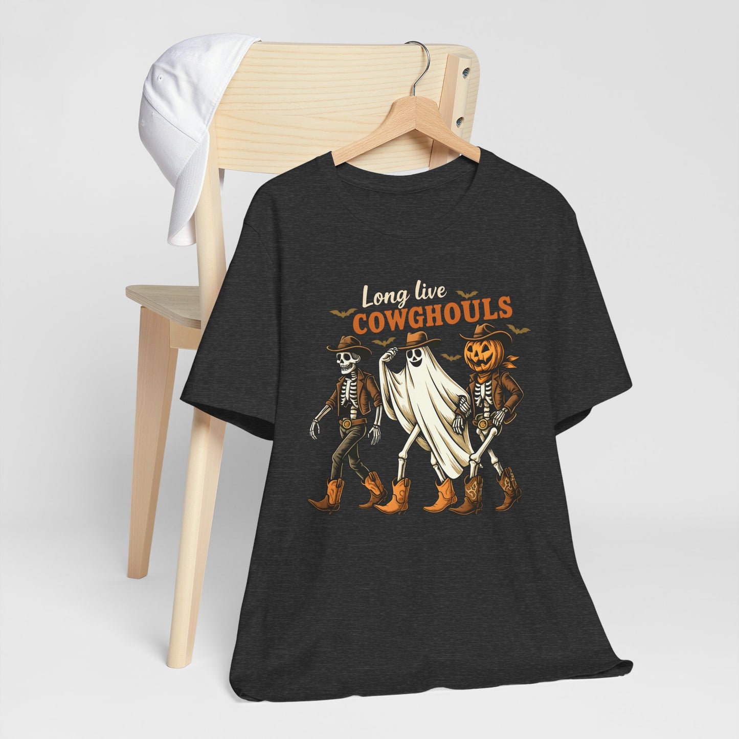 Long Live Cowghouls Shirt Western Halloween Skeleton Ghost Pumpkin Tee, Spooky Cowgirl Fall Outfit