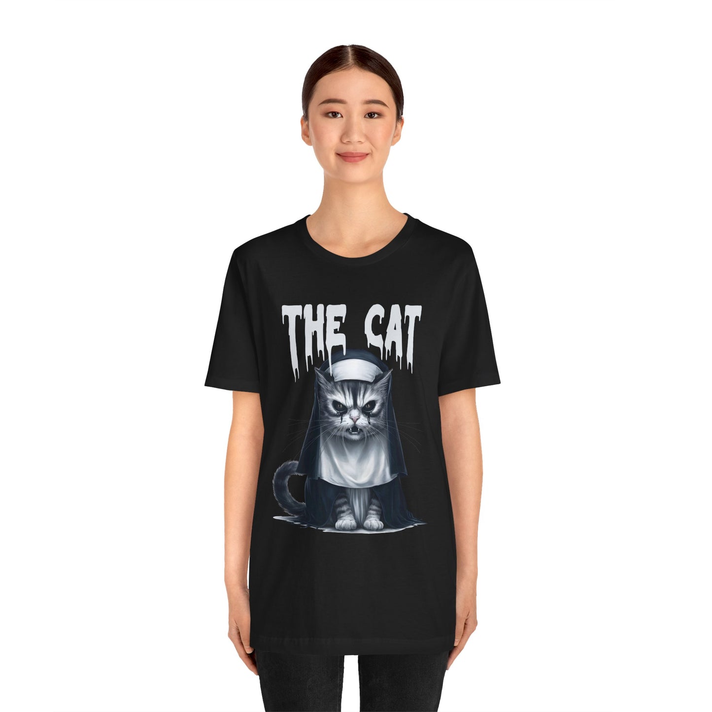Spooky Cat Nun Halloween Creepy Cat Lovers Spooky Season T-Shirt