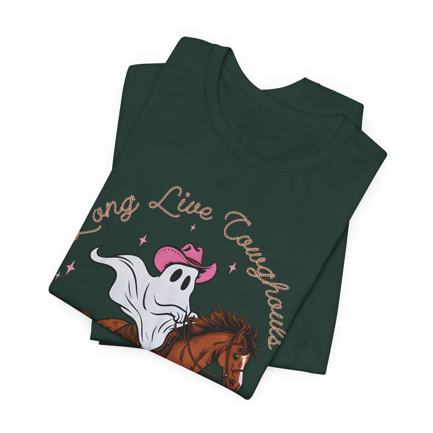 Long Live Cowghouls T-Shirt, Western Ghost Cowgirl Halloween Tee, Spooky Rodeo Shirt