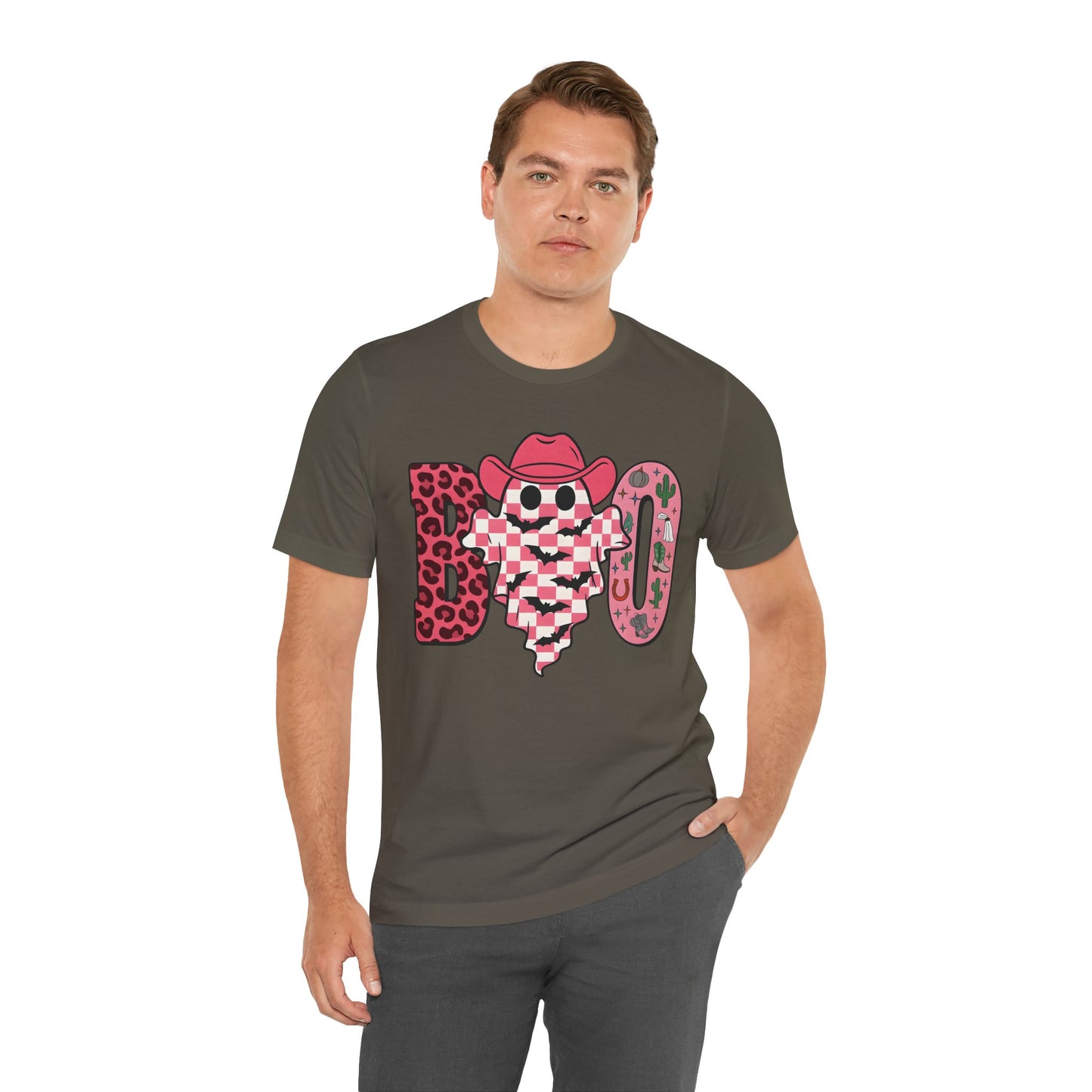 Pink BOO Shirt – Western Ghost Cowgirl Hat Halloween Tee