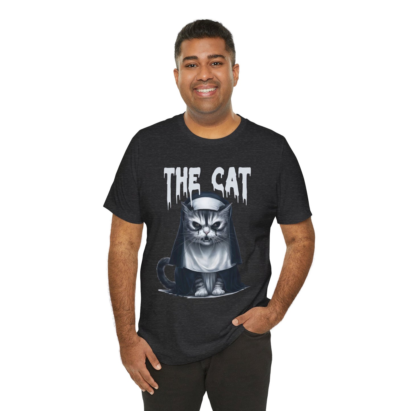 Spooky Cat Nun Halloween Creepy Cat Lovers Spooky Season T-Shirt