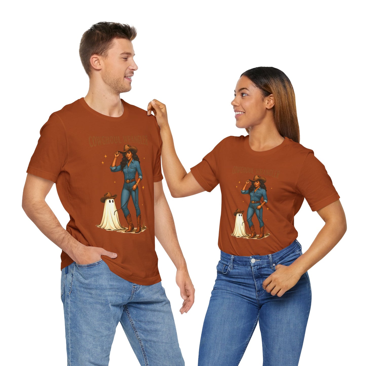 Cowghoul Wrangler Shirt Western Cowgirl Cowboy Ghost Halloween Tee, Spooky Rodeo Fall Outfit