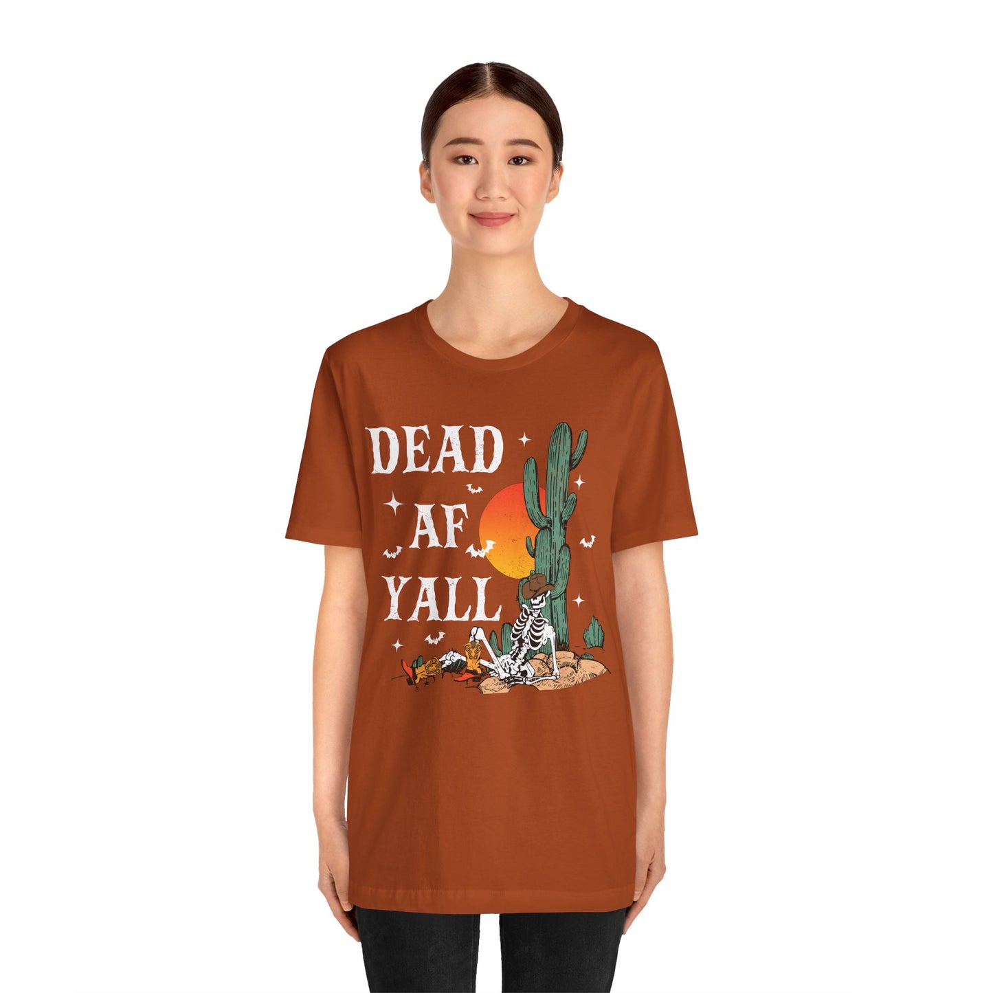 Dead AF Y’all Shirt – Western Skeleton Cowboy Spooky Halloween Tee