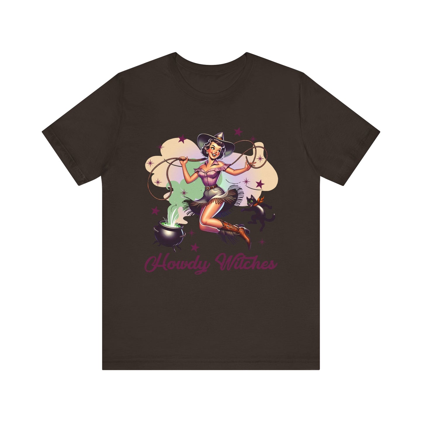 Howdy Witches Cowgirl Halloween Rodeo Western Black Cat T-Shirt