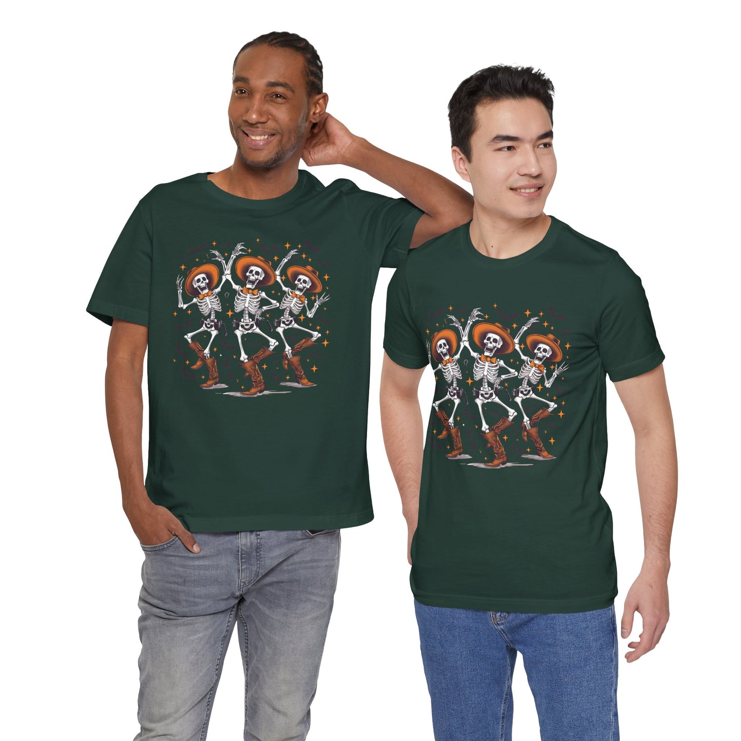 Dancing Skeleton Cowboy Western Rodeo Halloween Spooky Vibes T-Shirt