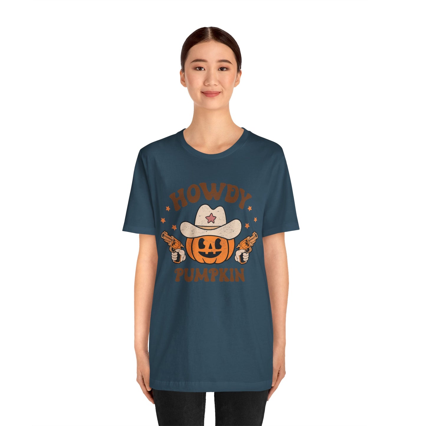 Howdy Pumpkin T-Shirt, Retro Western Cowboy Cowgirl Halloween Tee