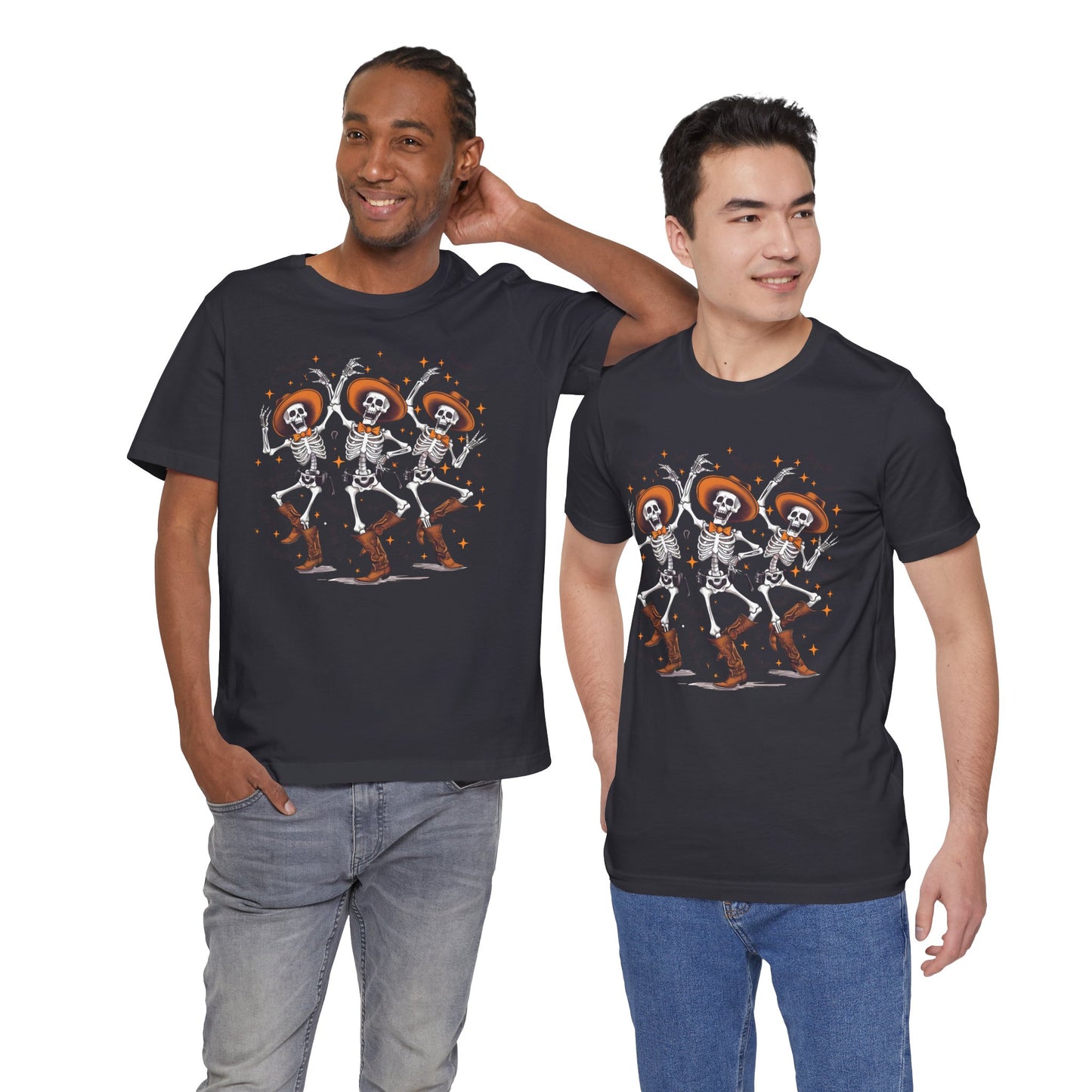 Dancing Skeleton Cowboy Western Rodeo Halloween Spooky Vibes T-Shirt