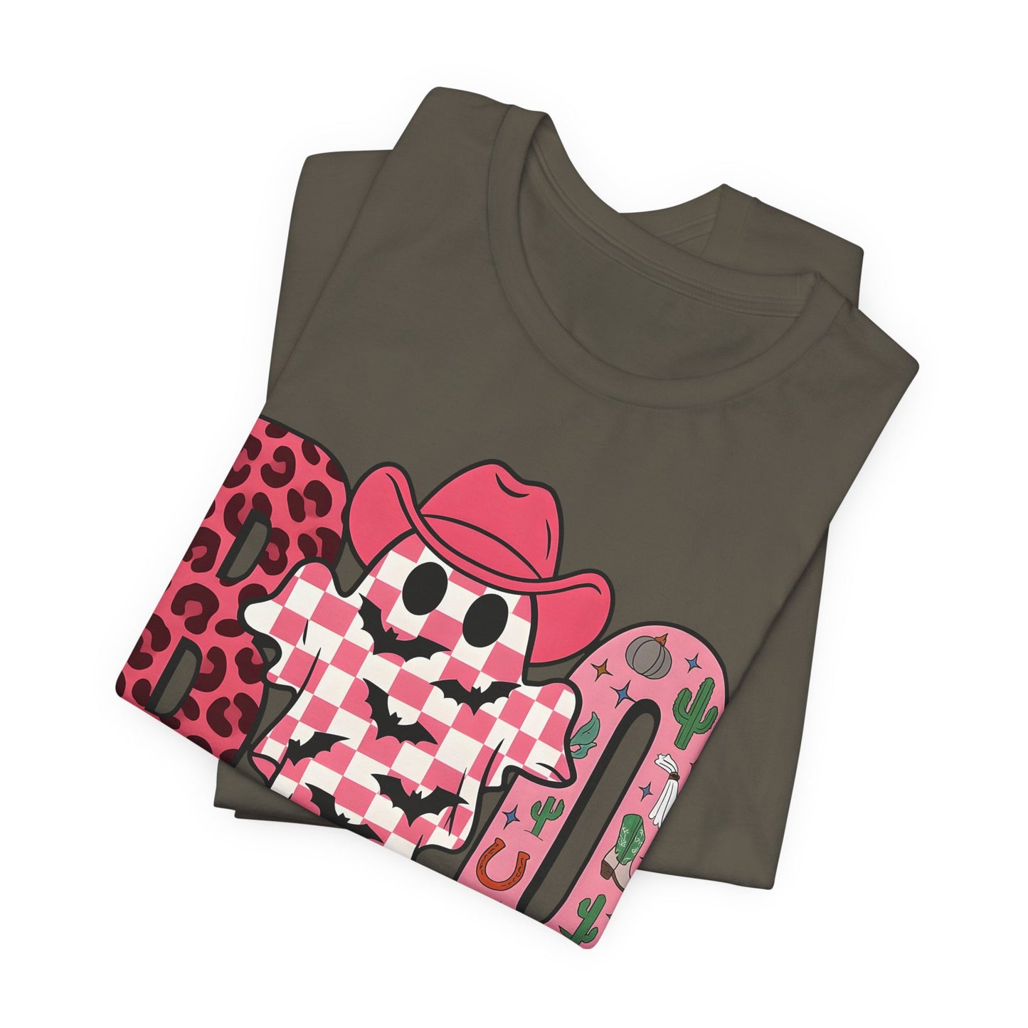 Pink BOO Shirt – Western Ghost Cowgirl Hat Halloween Tee