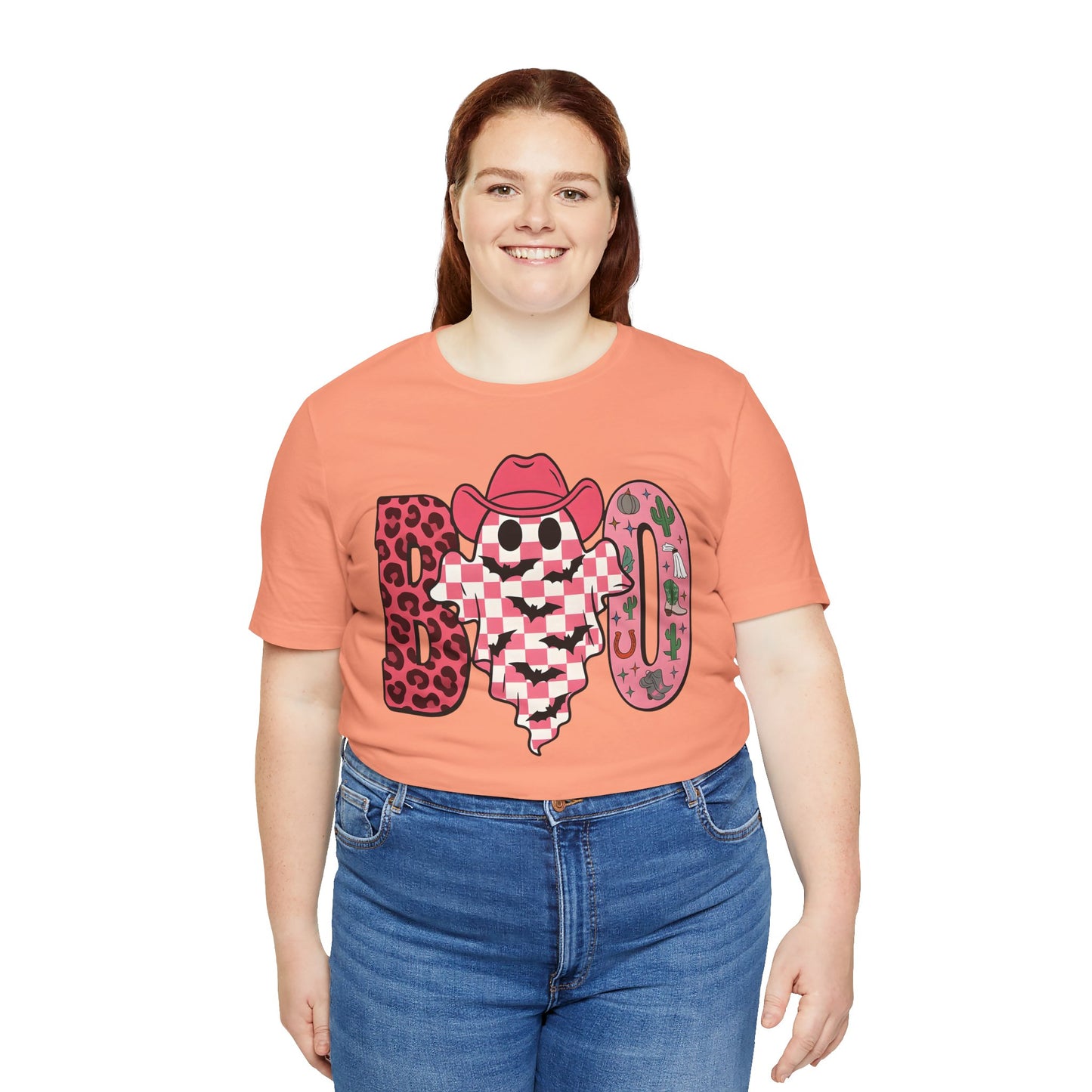 Pink BOO Shirt – Western Ghost Cowgirl Hat Halloween Tee
