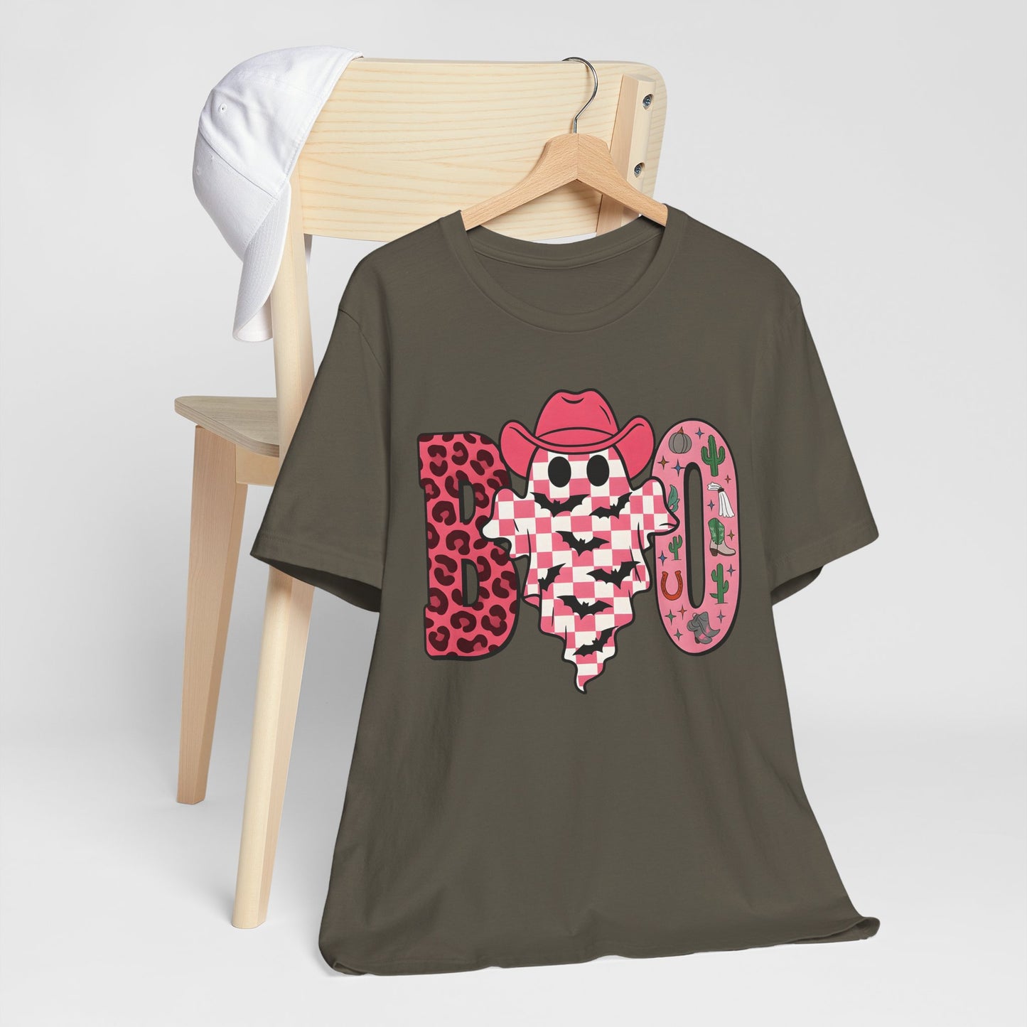 Pink BOO Shirt – Western Ghost Cowgirl Hat Halloween Tee