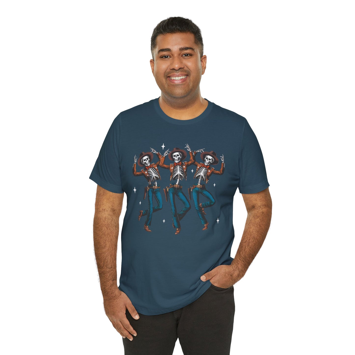 Halloween Western Dancing Skeletons Cowboy Creepy Country T-Shirt