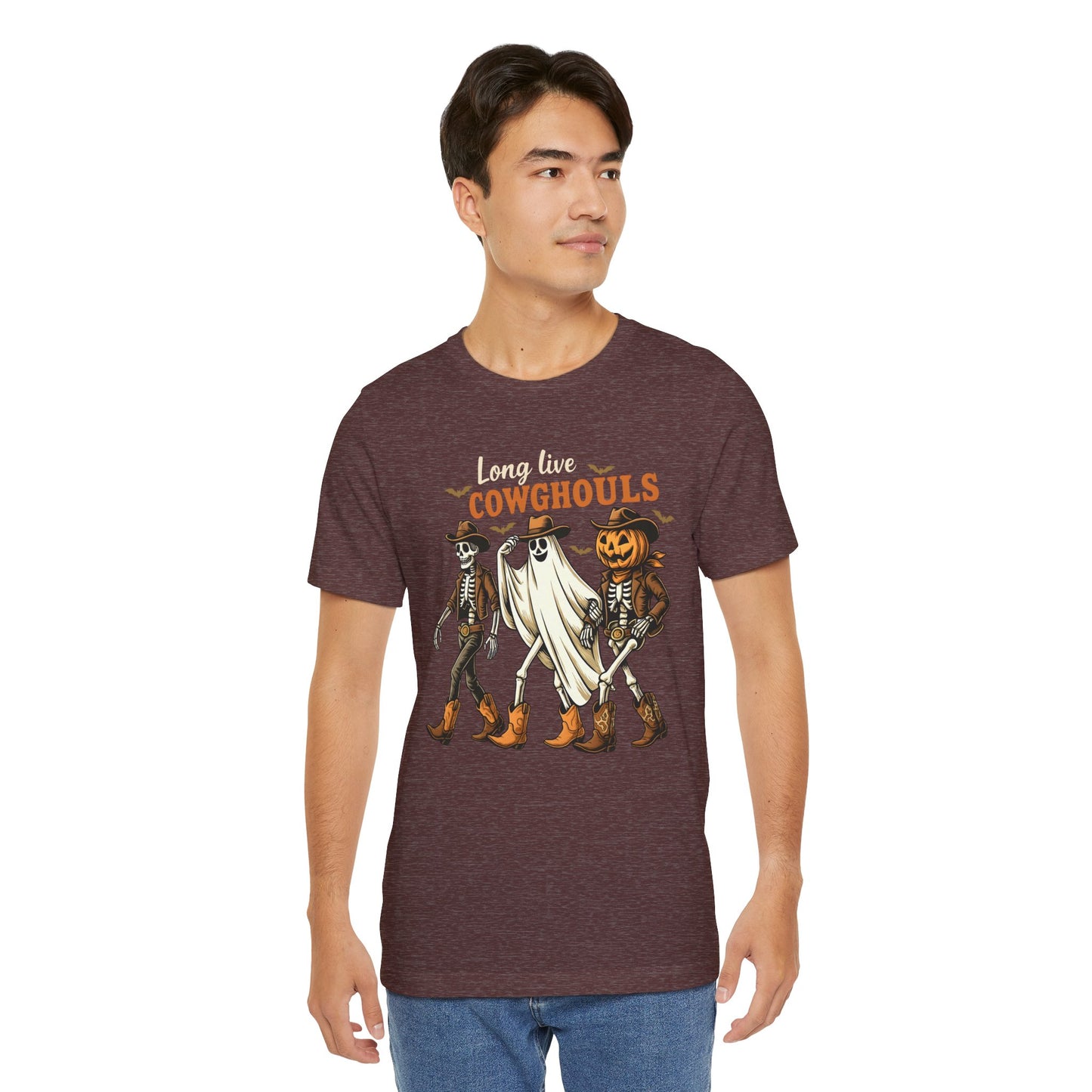 Long Live Cowghouls Shirt Western Halloween Skeleton Ghost Pumpkin Tee, Spooky Cowgirl Fall Outfit