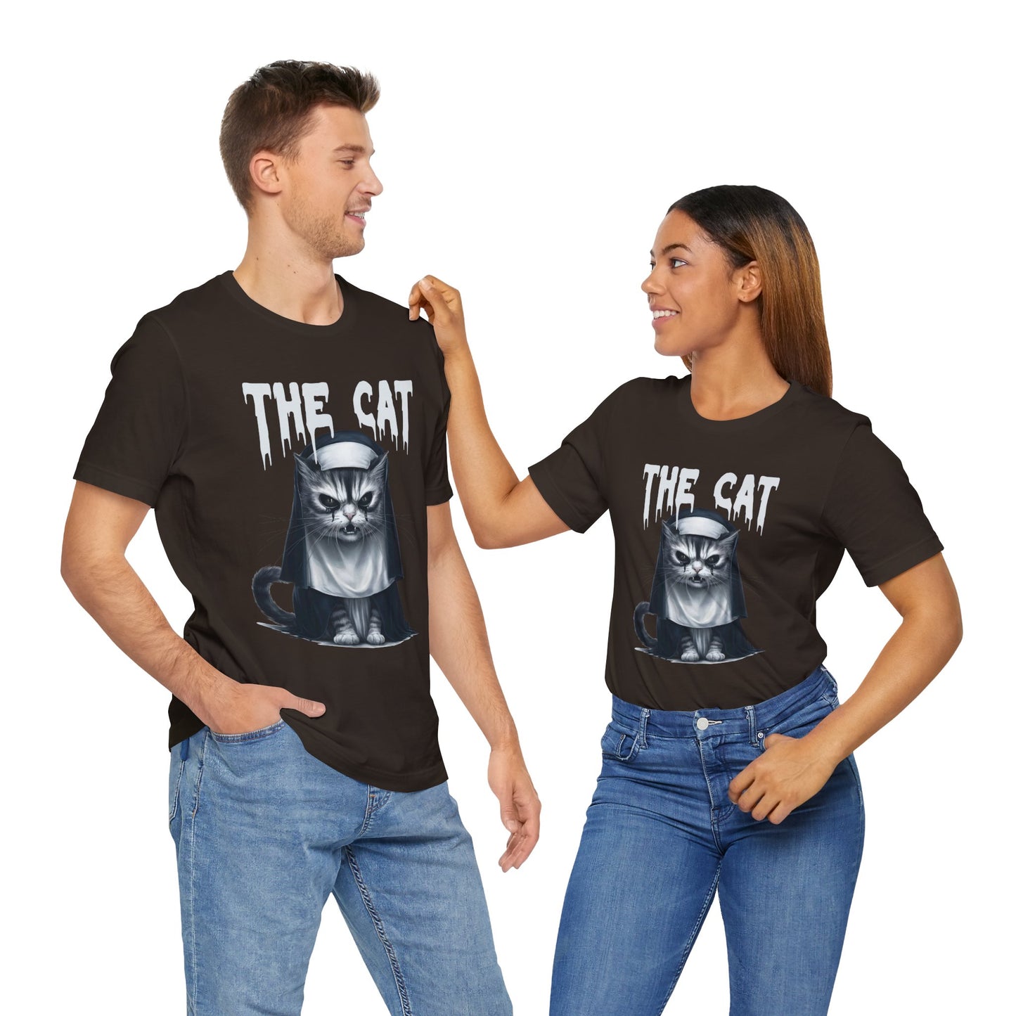 Spooky Cat Nun Halloween Creepy Cat Lovers Spooky Season T-Shirt